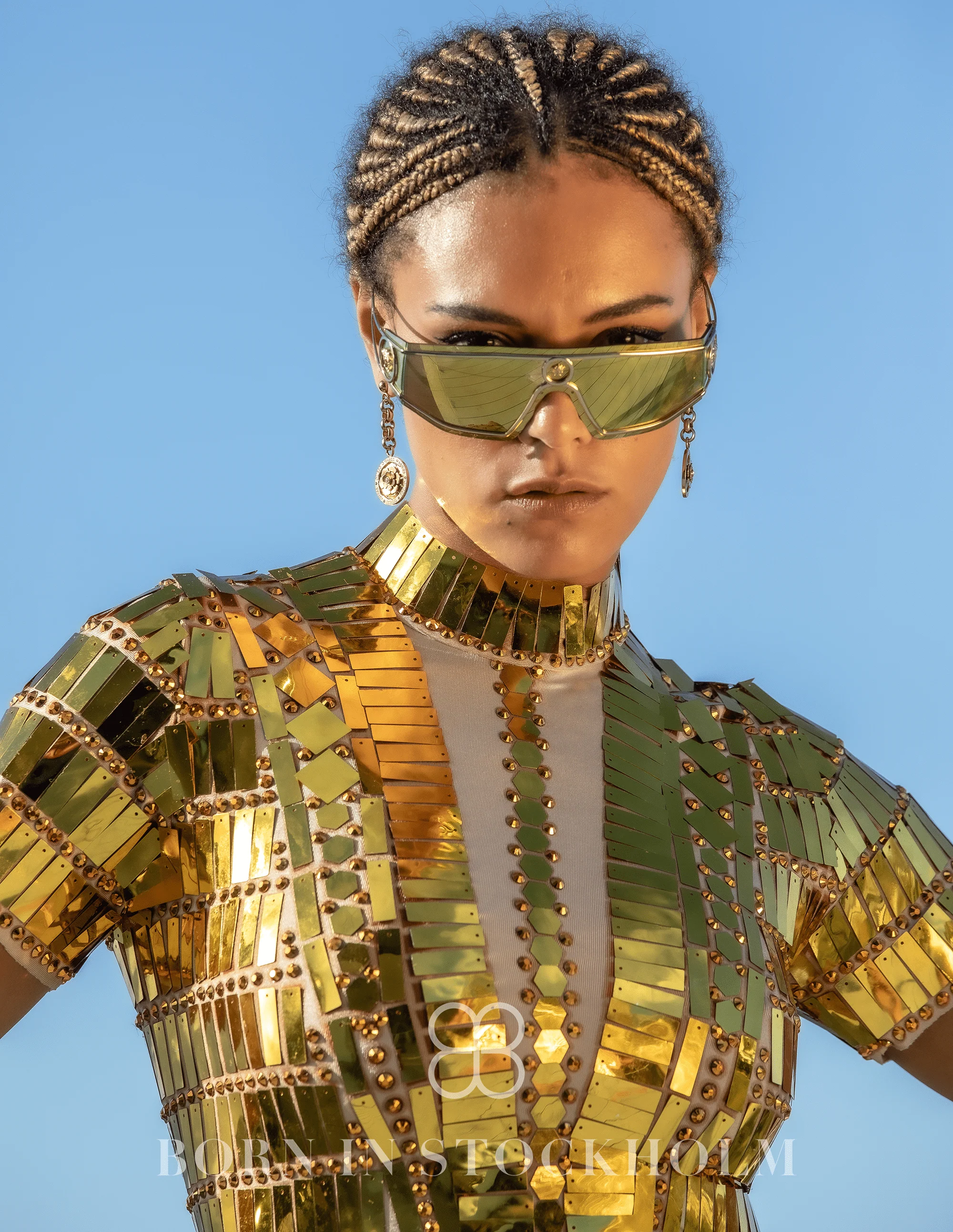 Alessa reflective mirror party dress gold - Image 11