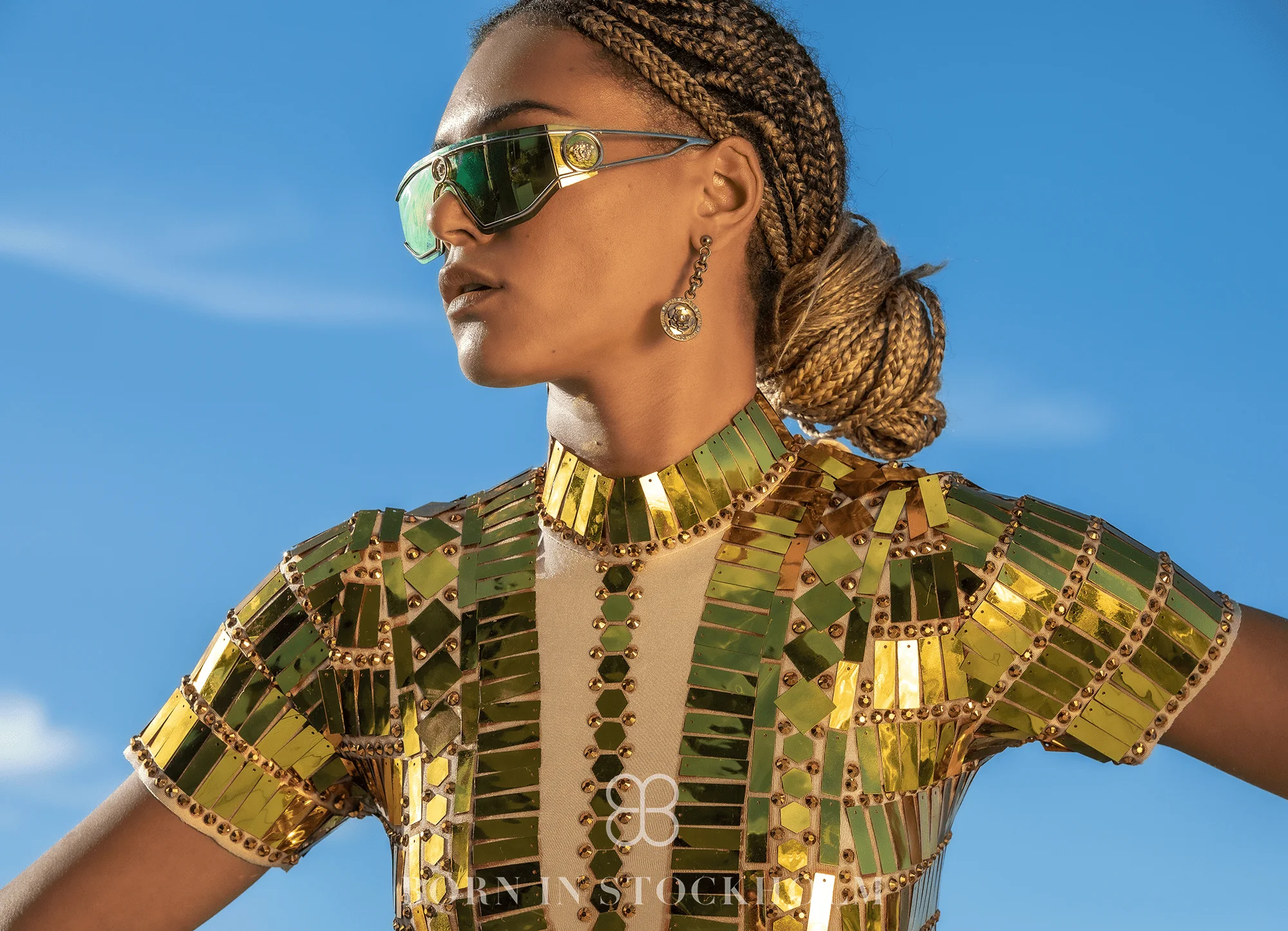 Alessa reflective mirror party dress gold - Image 6