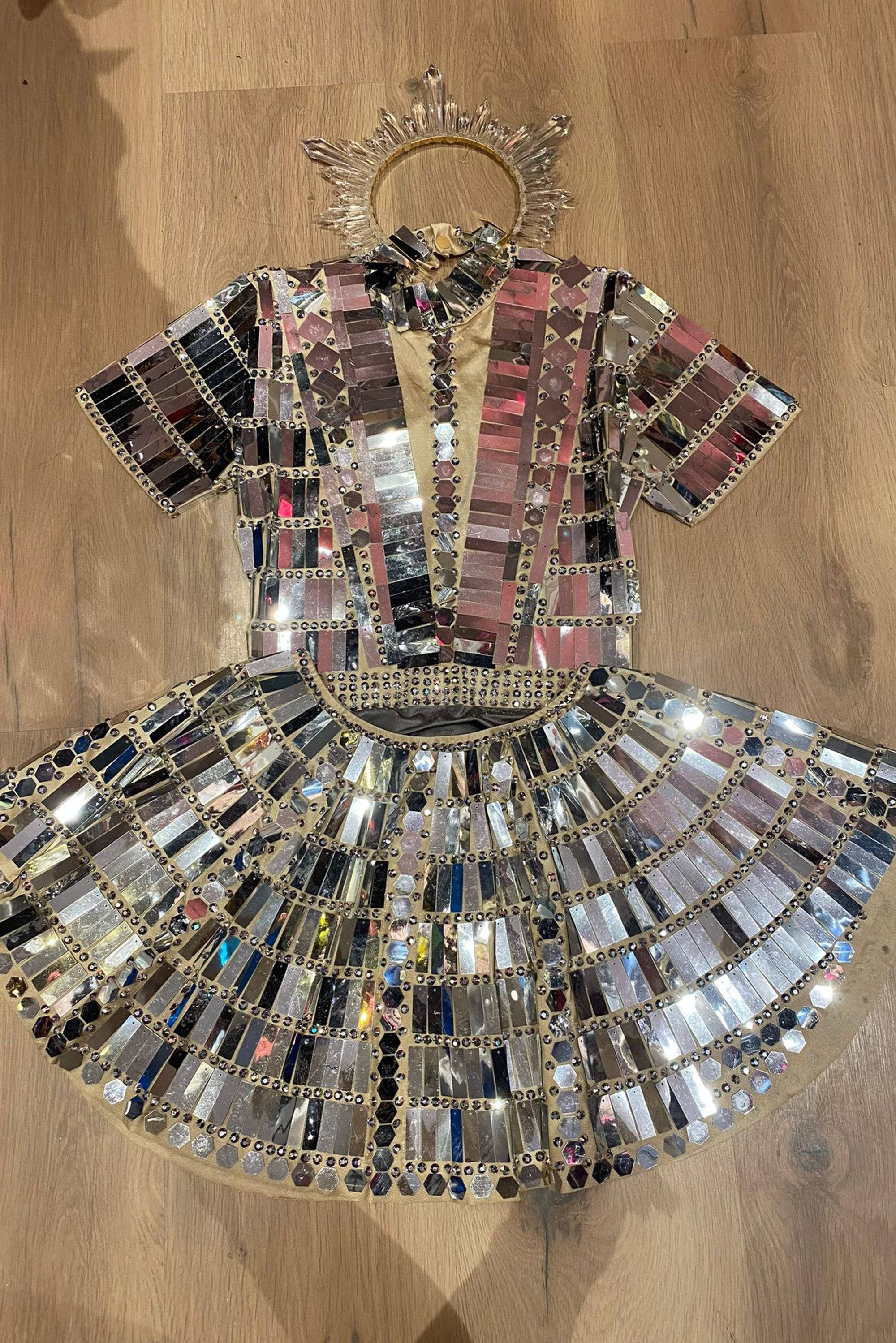 Alessa reflective mirror party dress silver - Image 5