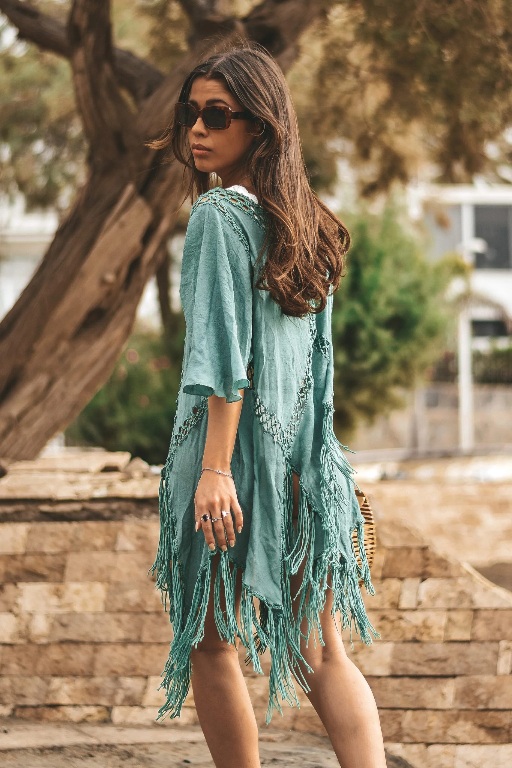 Aria beach fringe dress green - Image 7