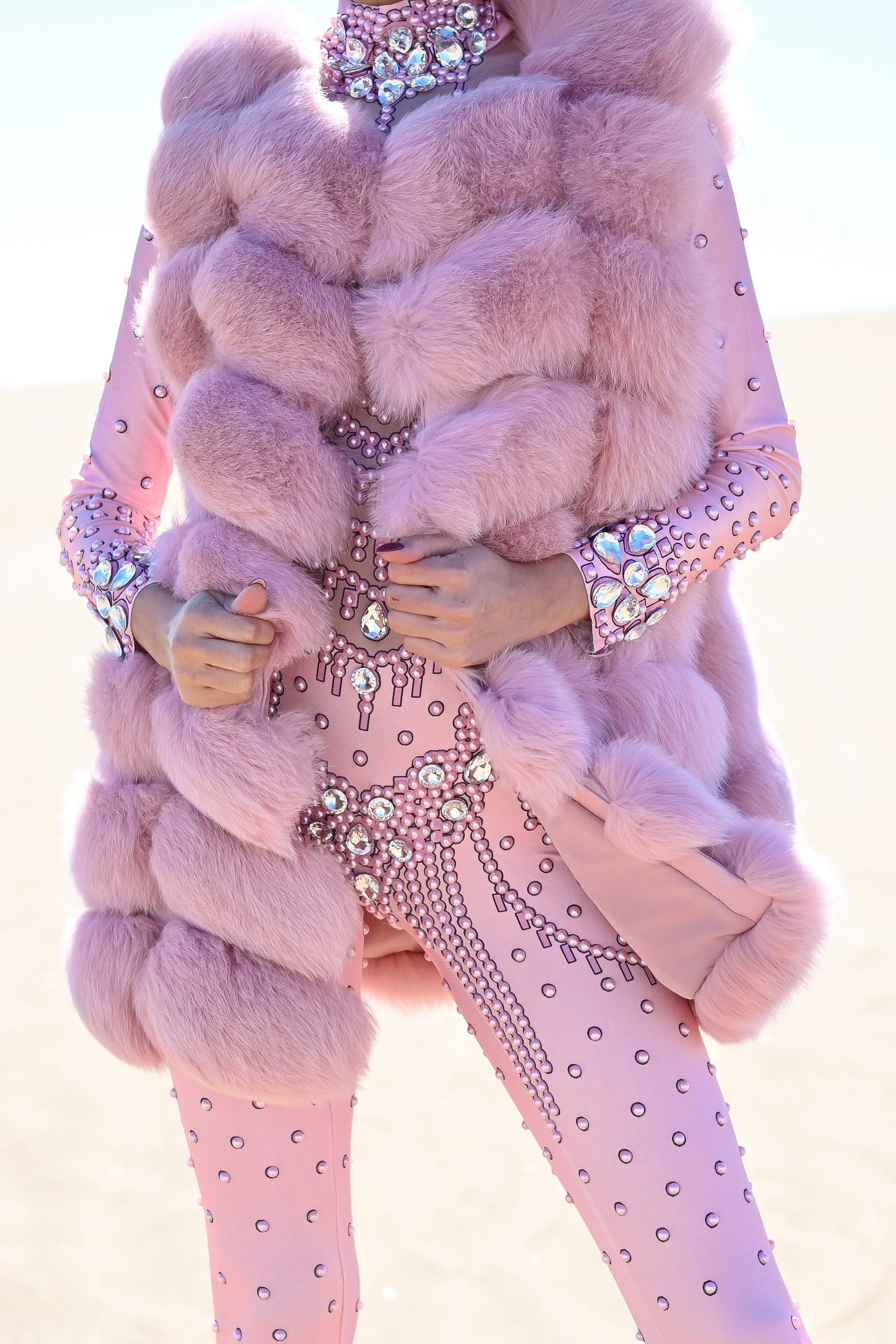 Chelsea Fur Vest Long Pink - Image 4