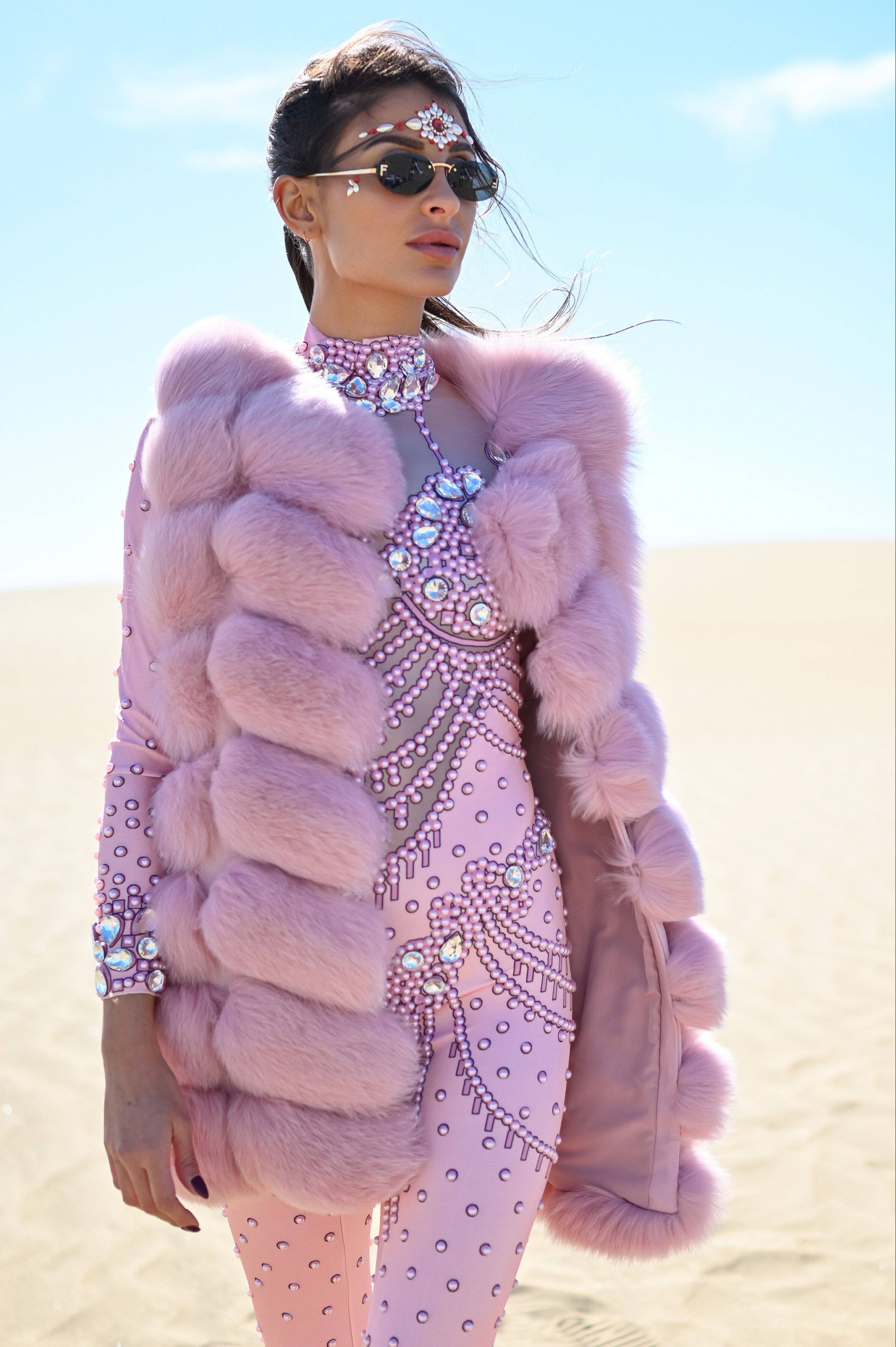 Chelsea Fur Vest Long Pink - Image 7