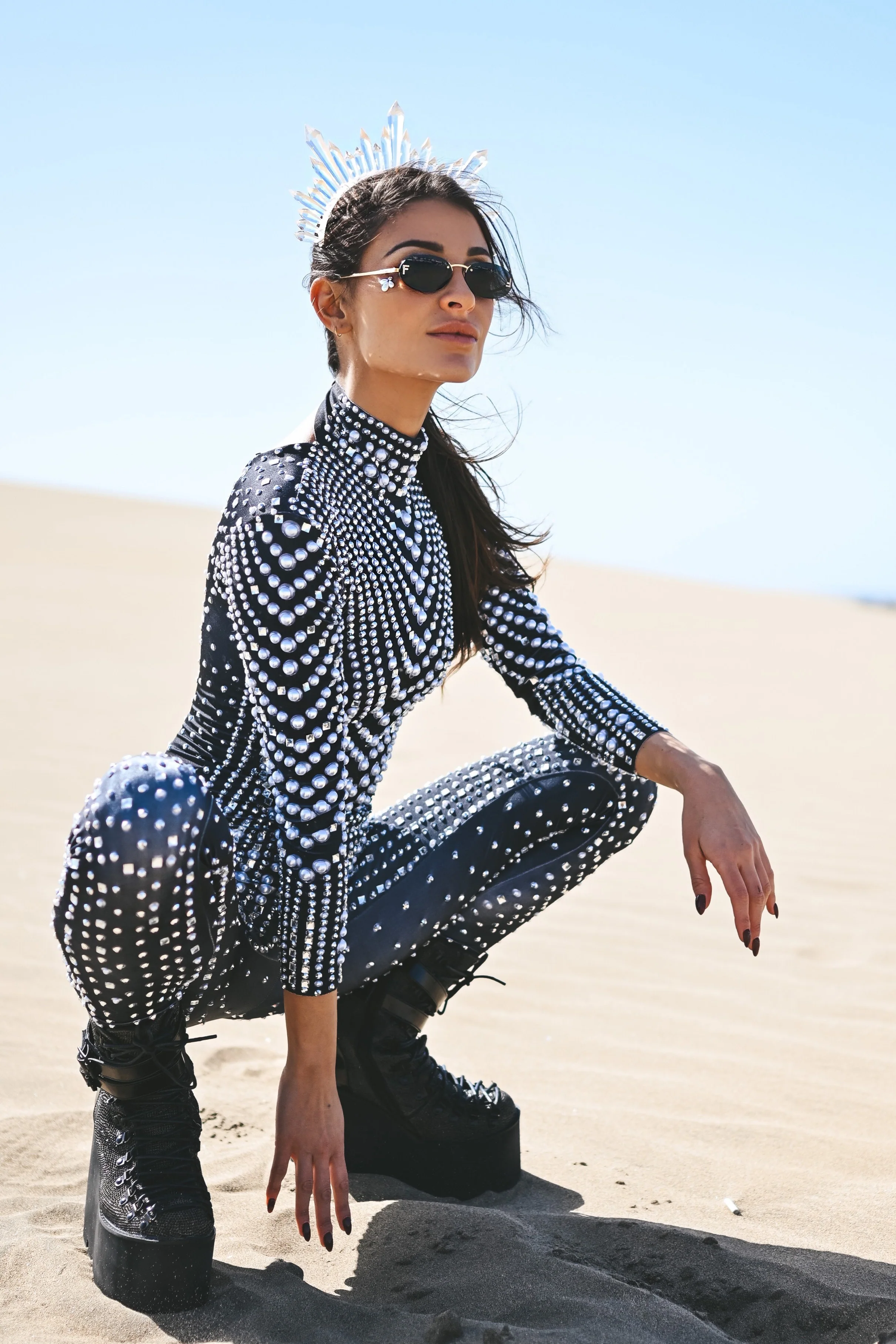 Colinna luxury rhinestone jumpsuit black - Image 16