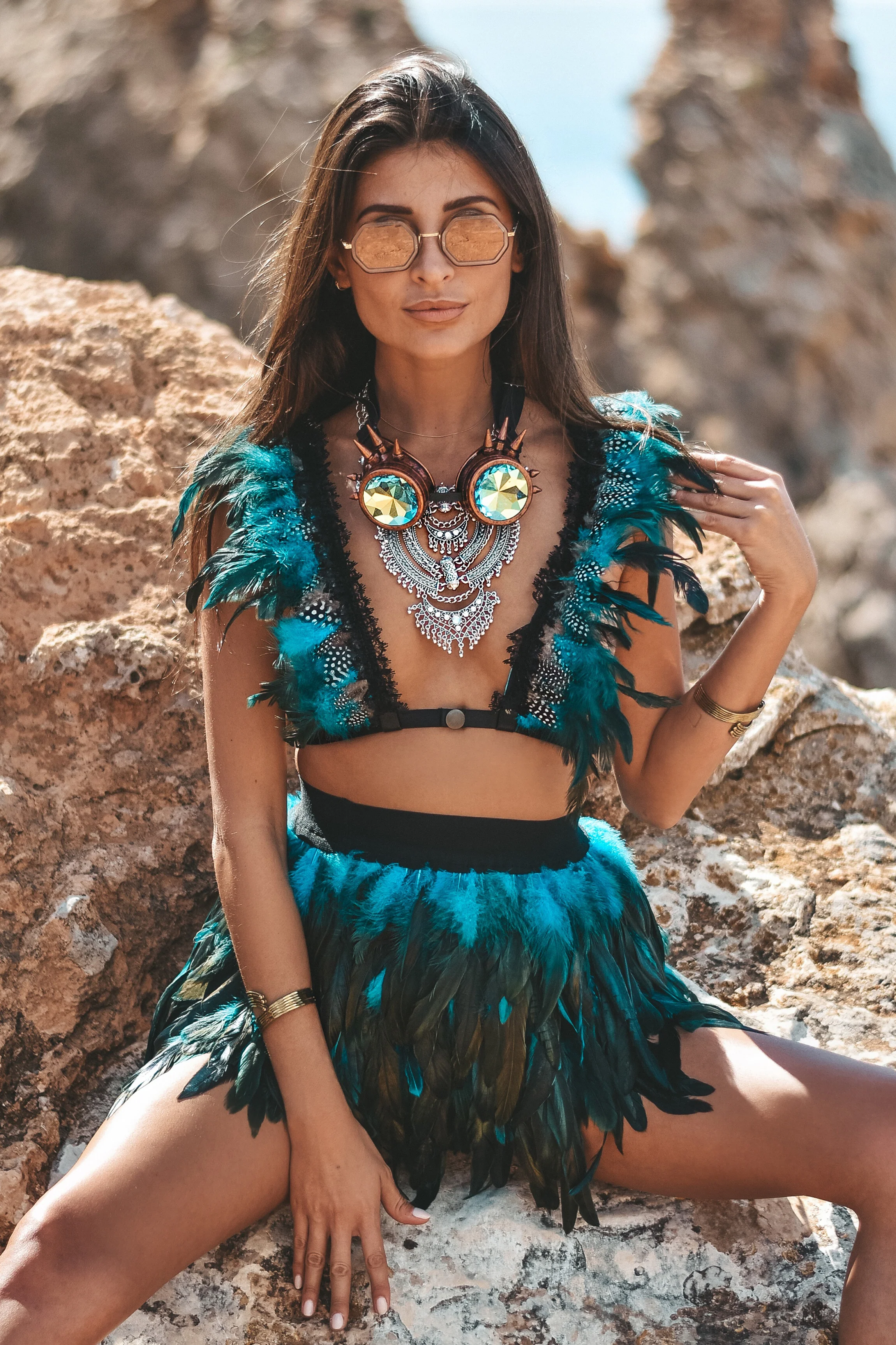 Feather skirt blue - Image 4