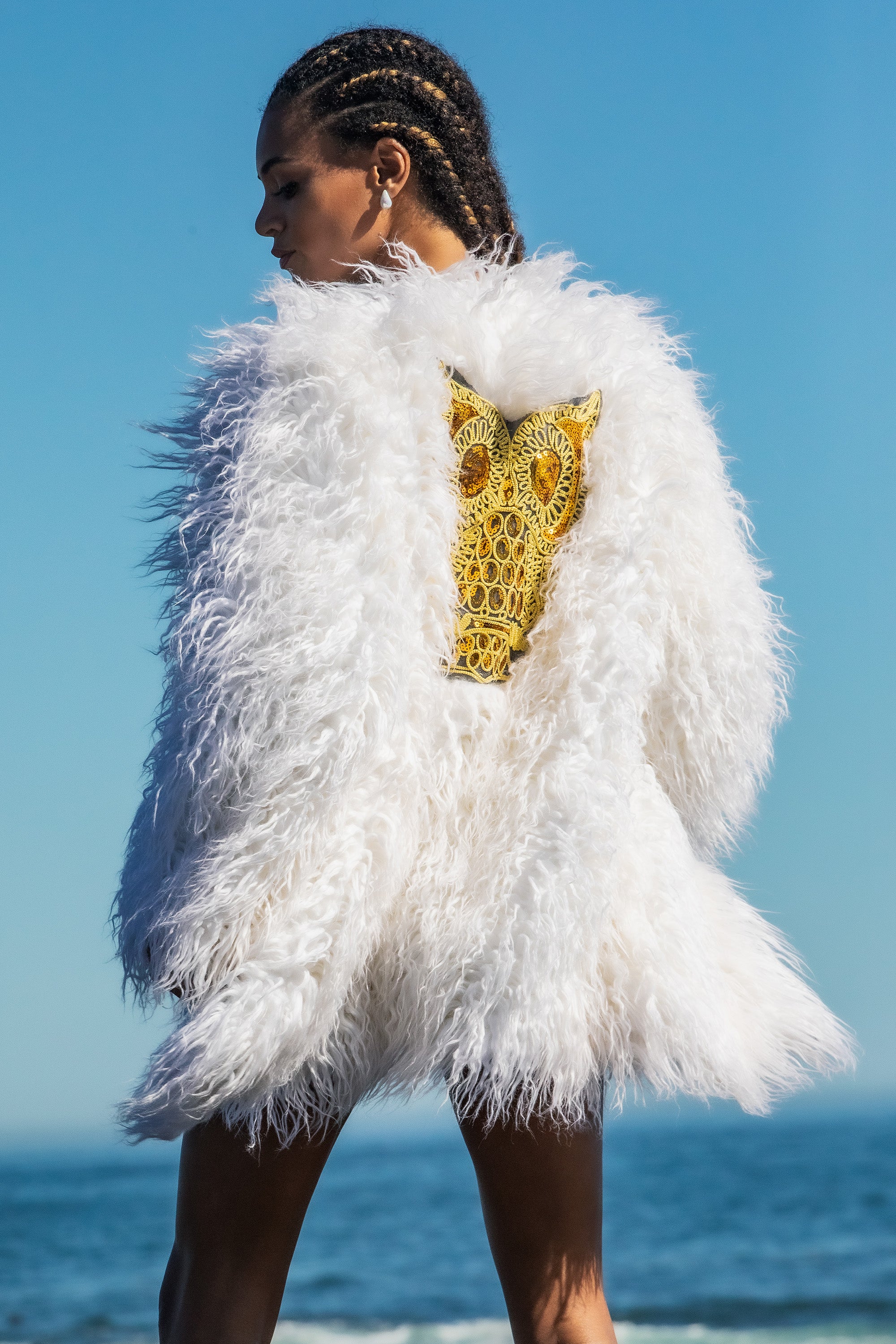 Freya faux fur jacket white - Image 8