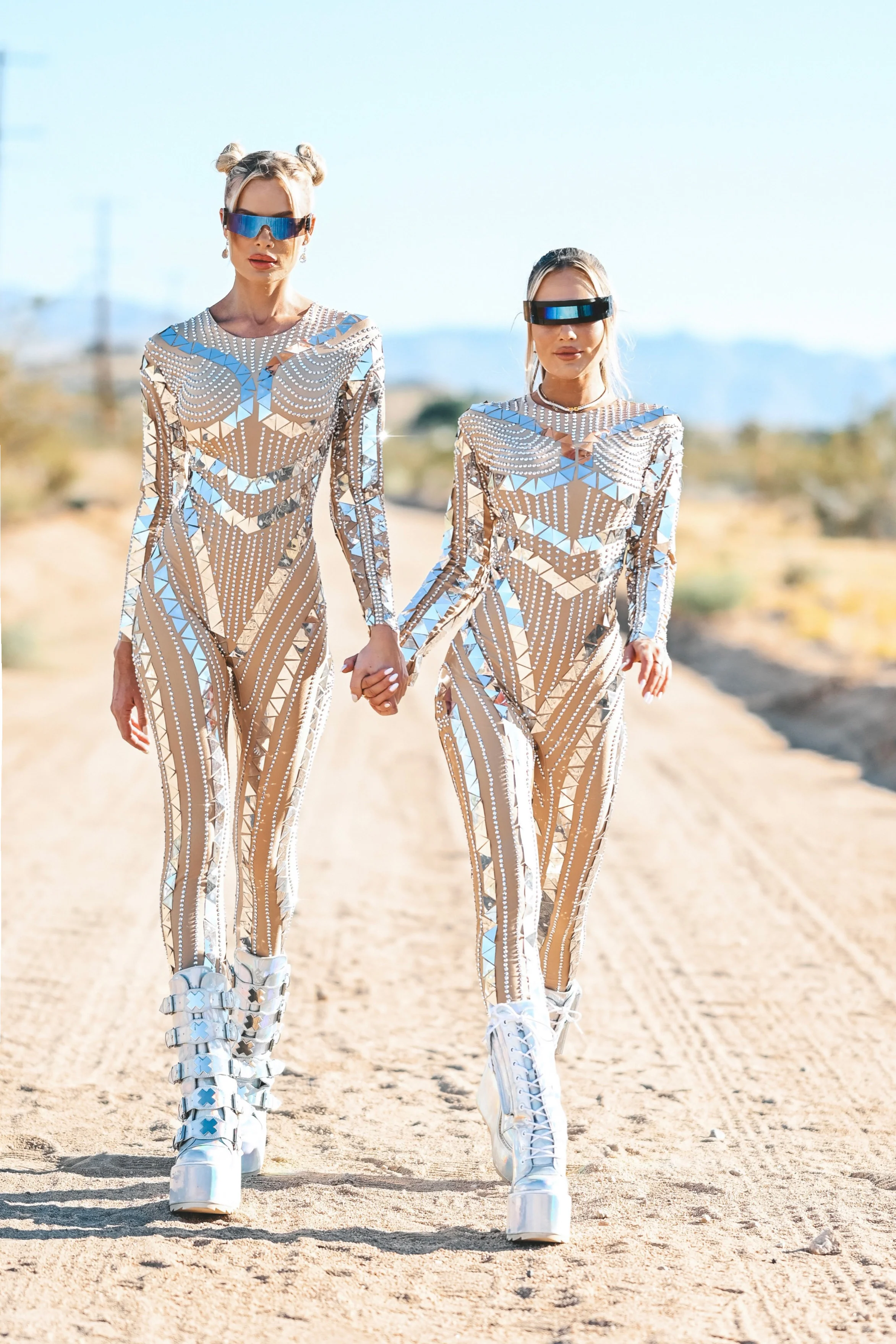GIA futuristic mirror jumpsuit beige - Image 13