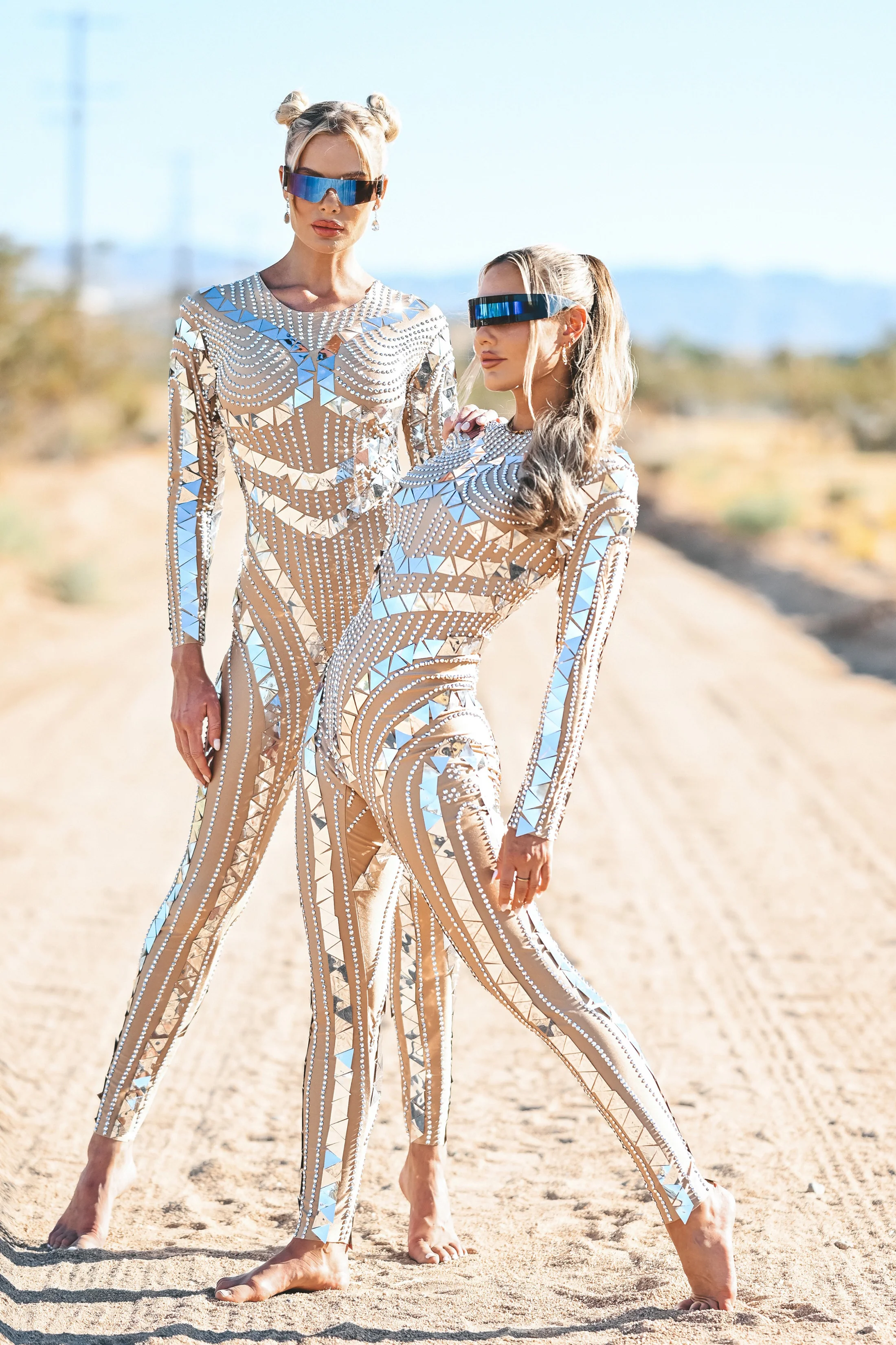 GIA futuristic mirror jumpsuit beige - Image 9