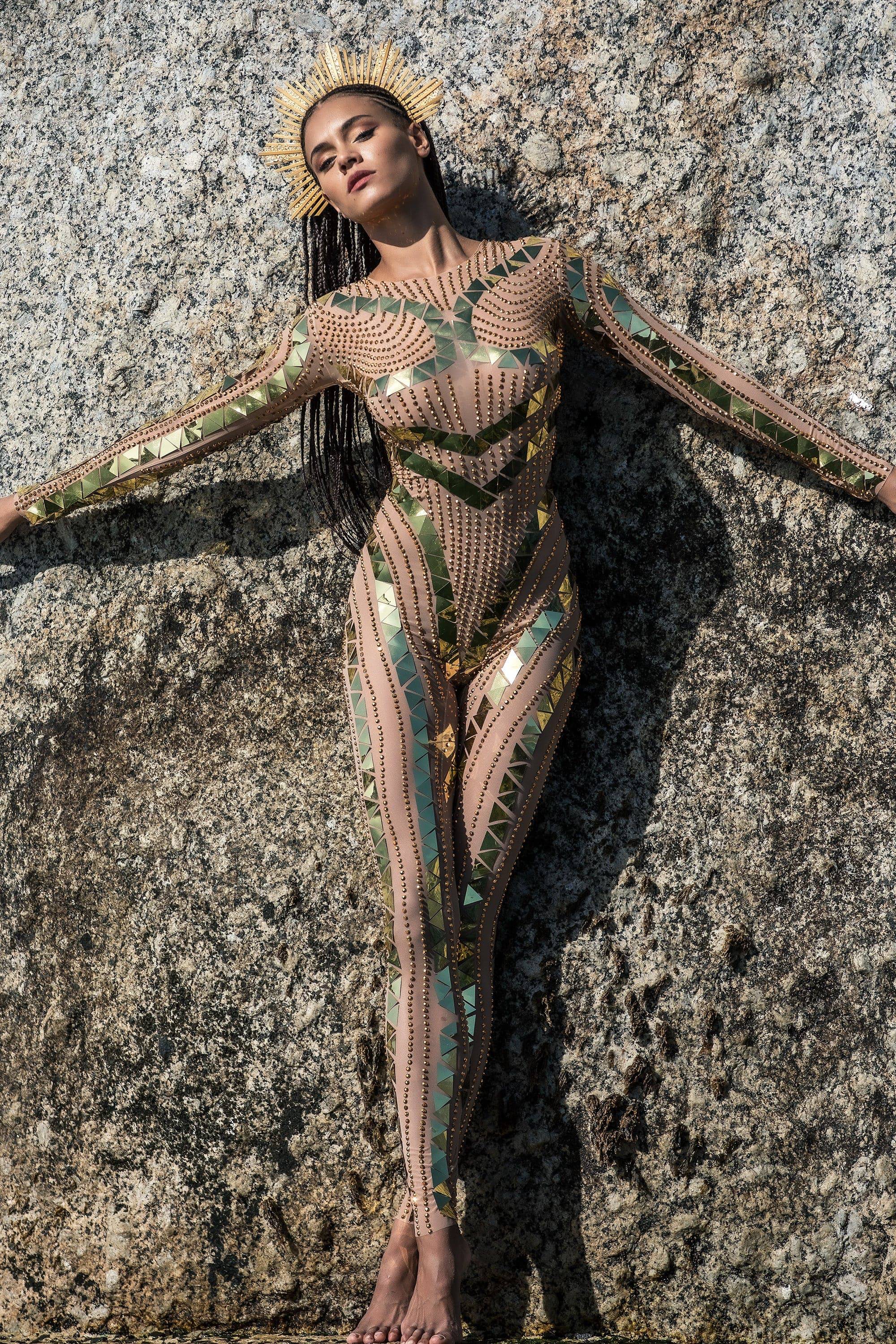 GIA futuristic mirror jumpsuit golden - Image 6