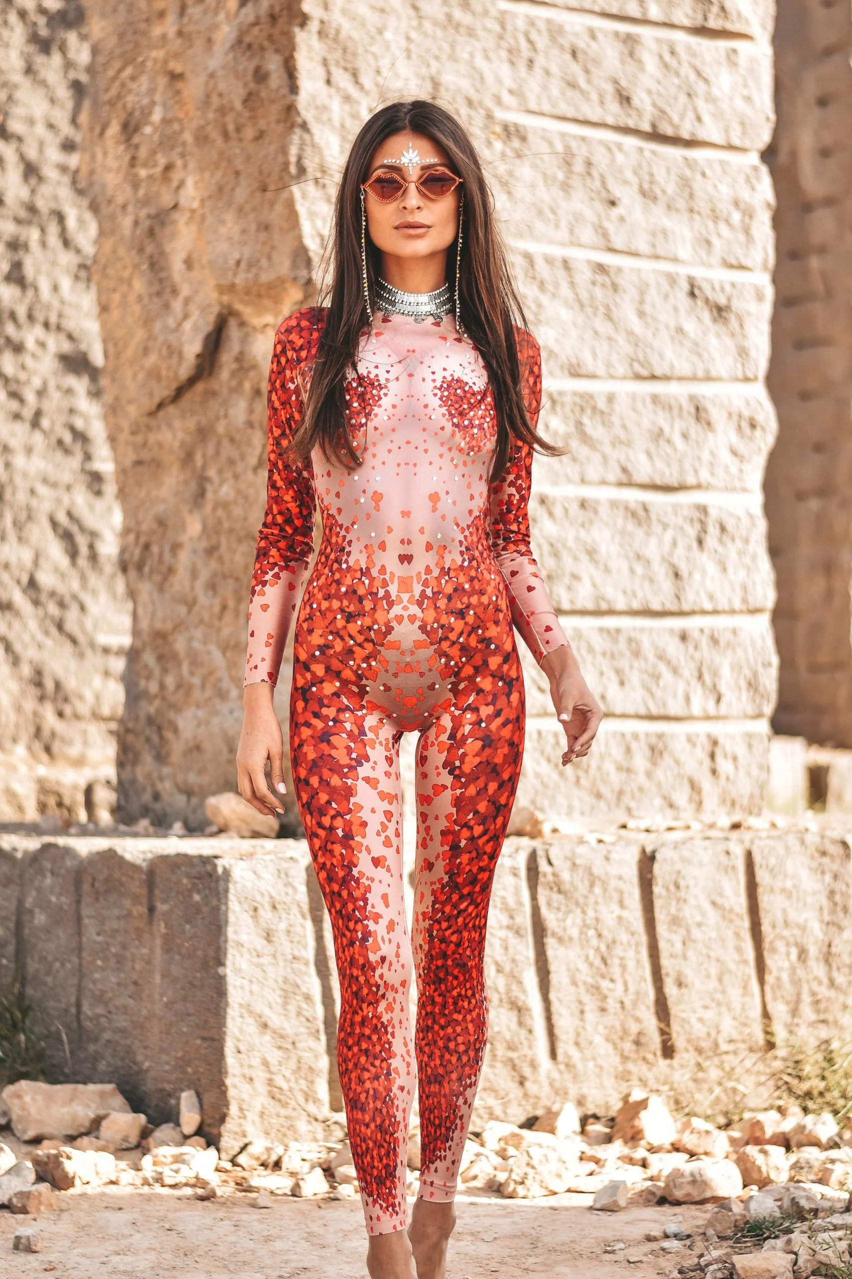 Love me rhinestone diamond jumpsuit - Image 3