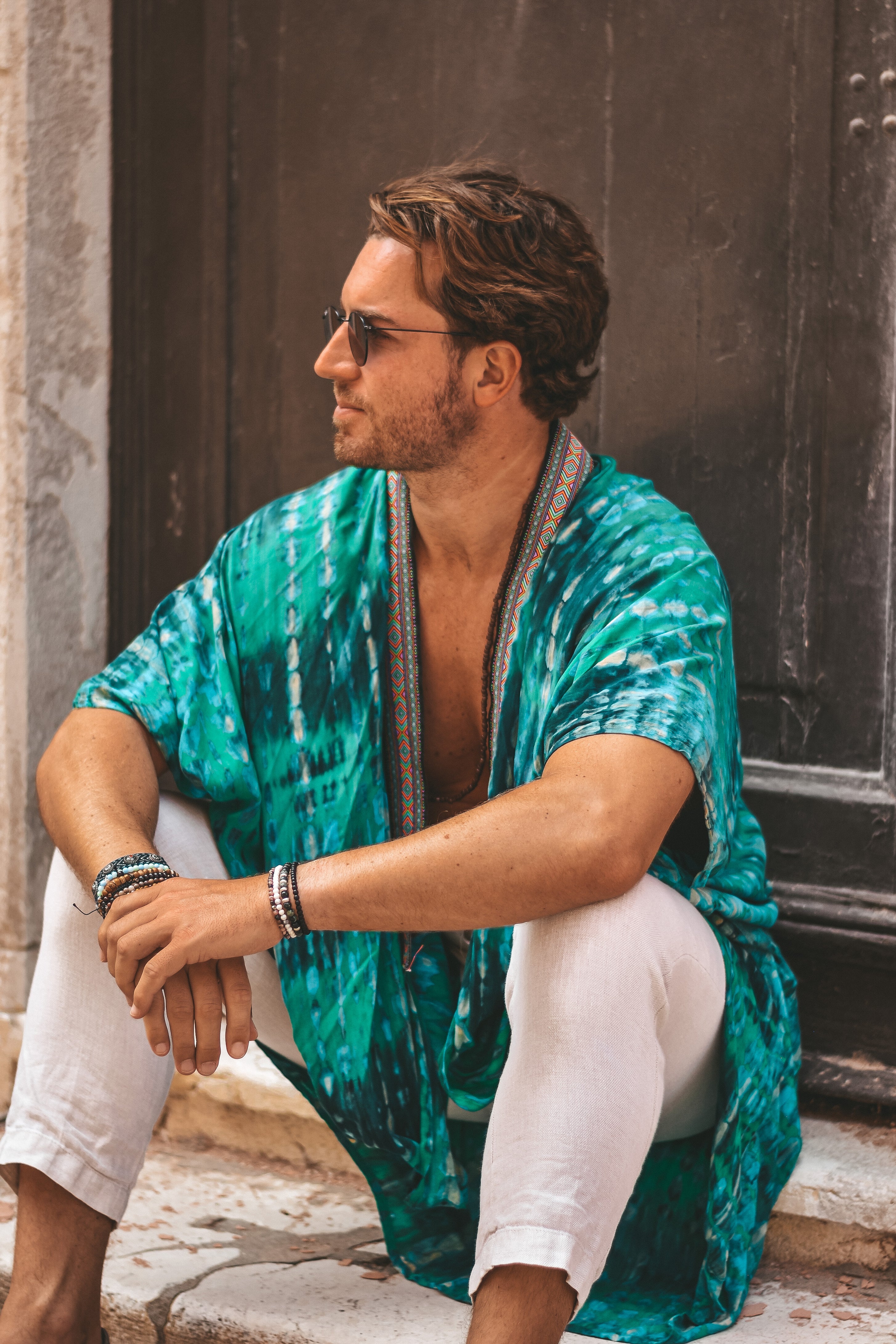 Maggiore jacard trim kimono tropical - Image 4