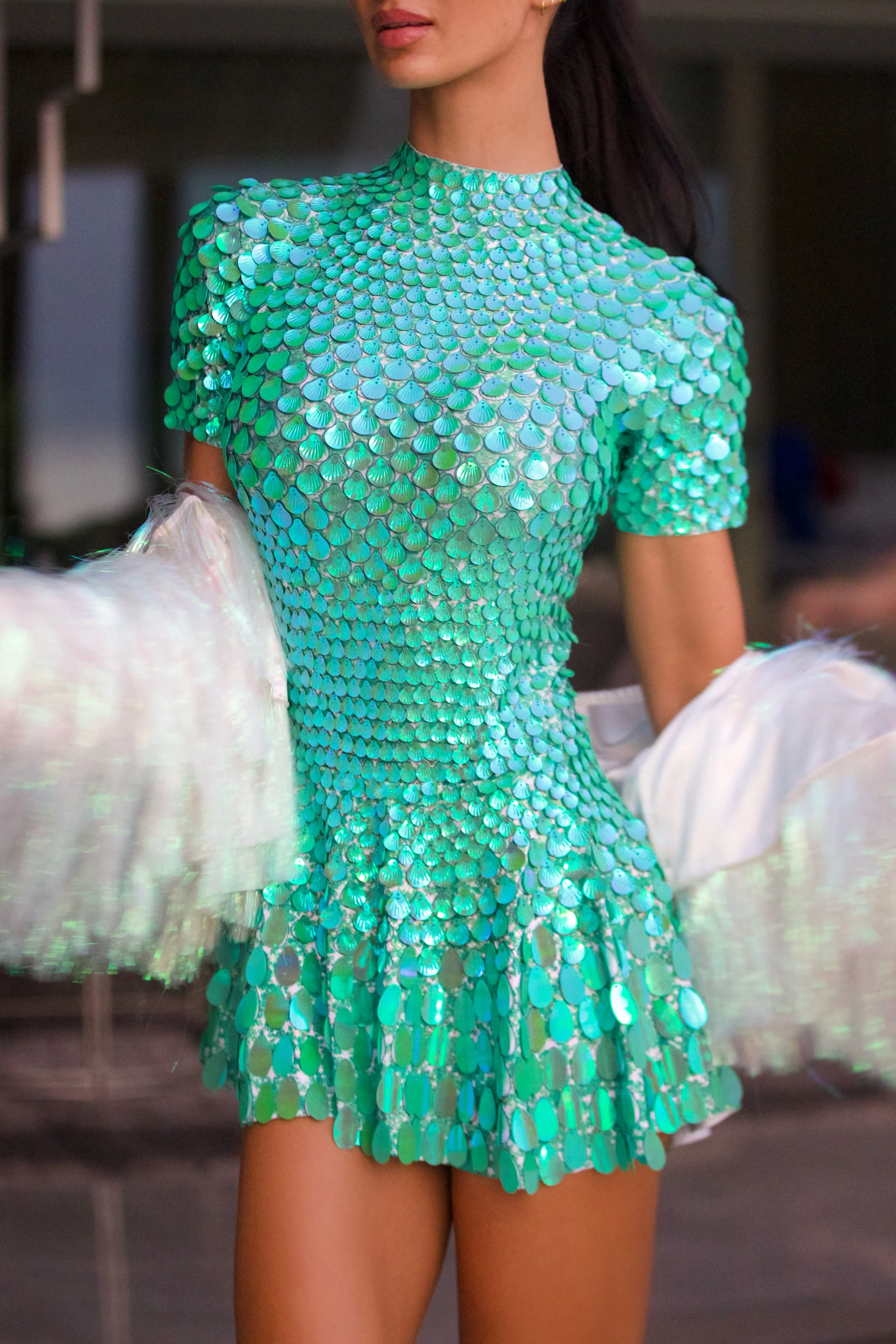 Melanie Metallic Party Dress Green - Image 15