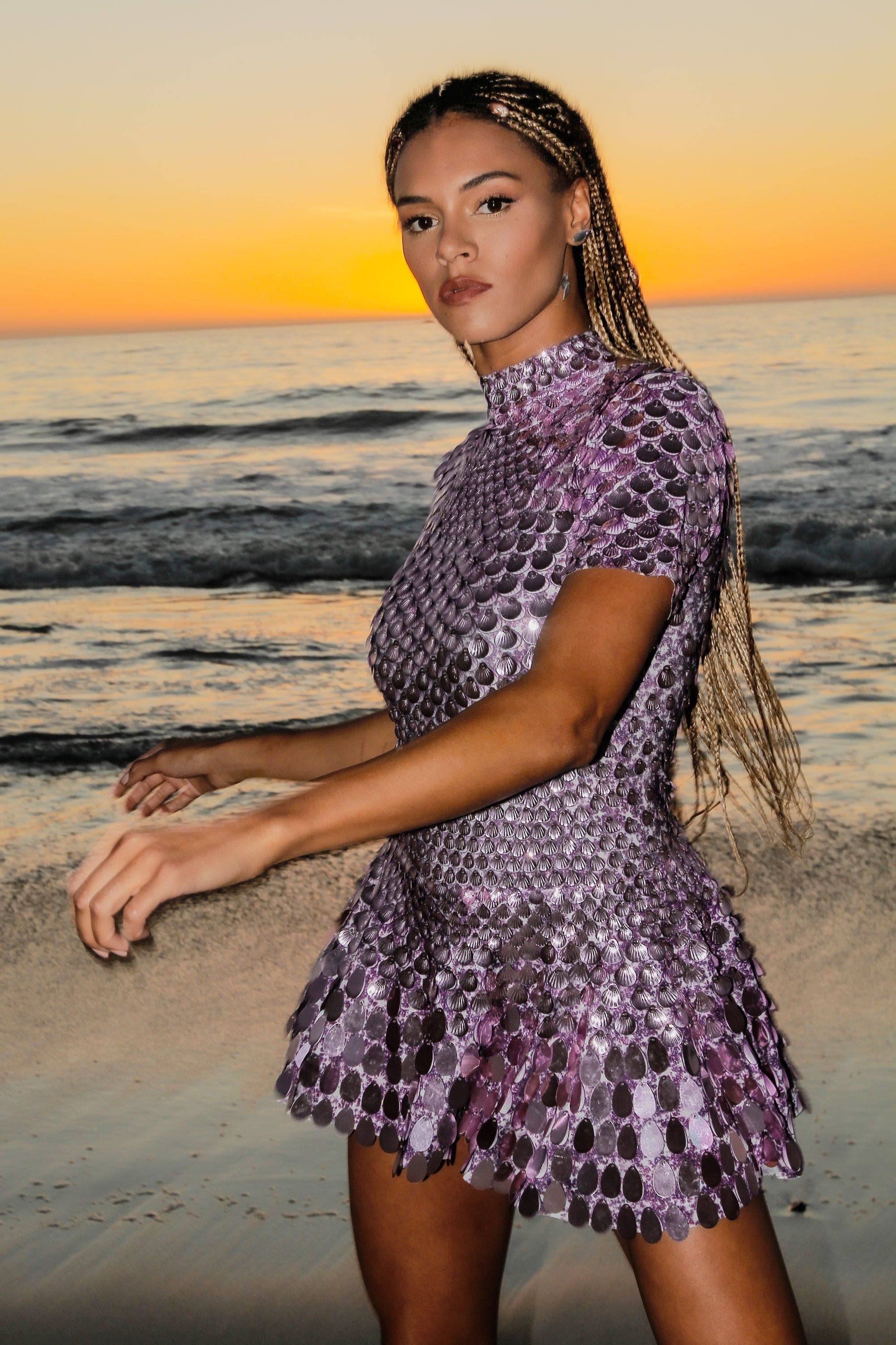 Melanie metallic party dress purple - Image 5