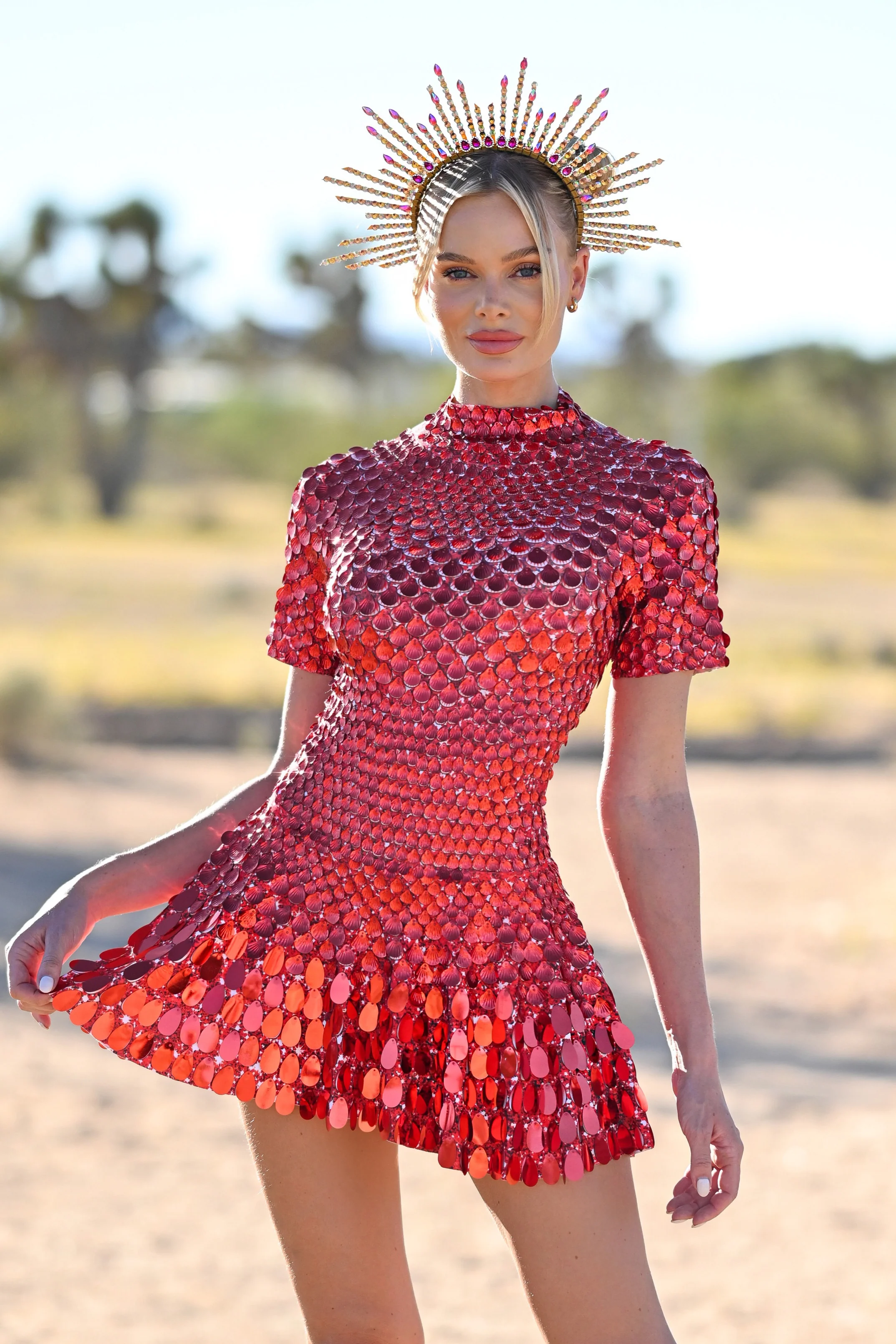 Melanie metallic party dress red - Image 7