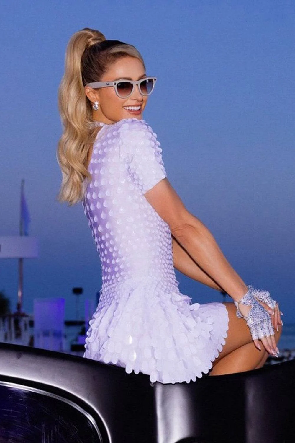 Melanie metallic party dress white - Image 8