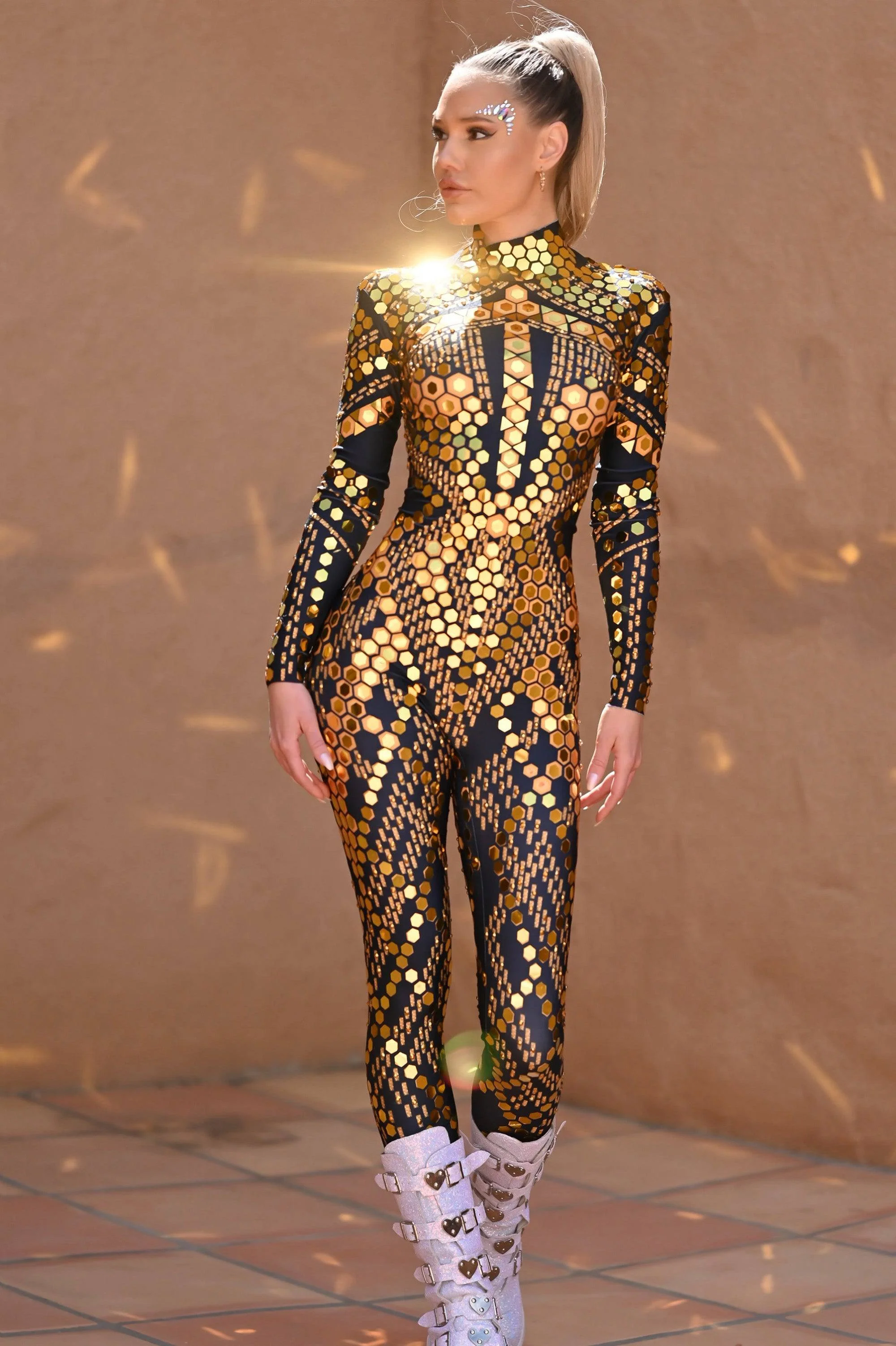 Micca mirror festival jumpsuit gold - Image 10