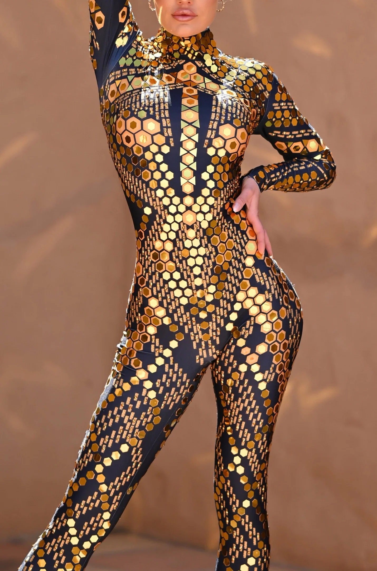 Micca mirror festival jumpsuit gold - Image 2