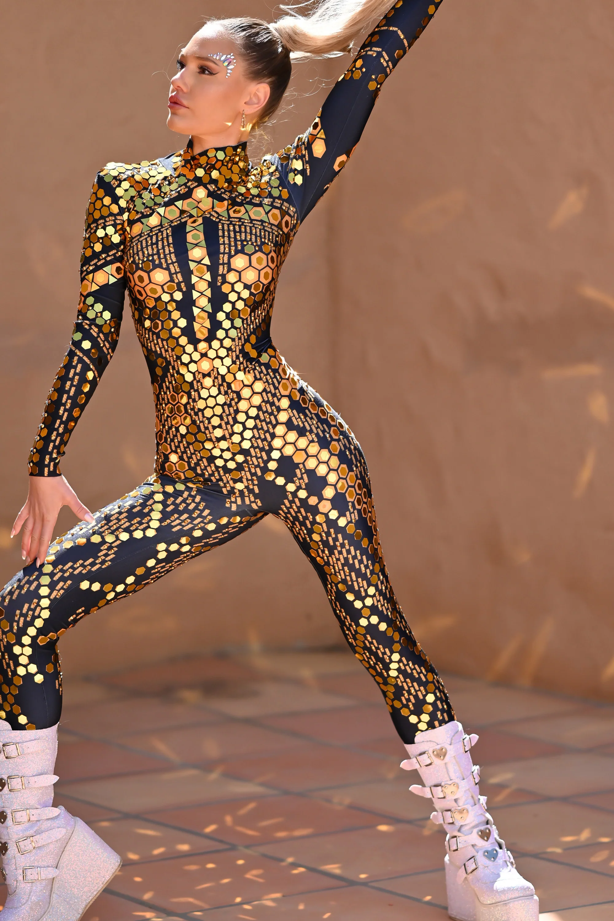Micca mirror festival jumpsuit gold - Image 3