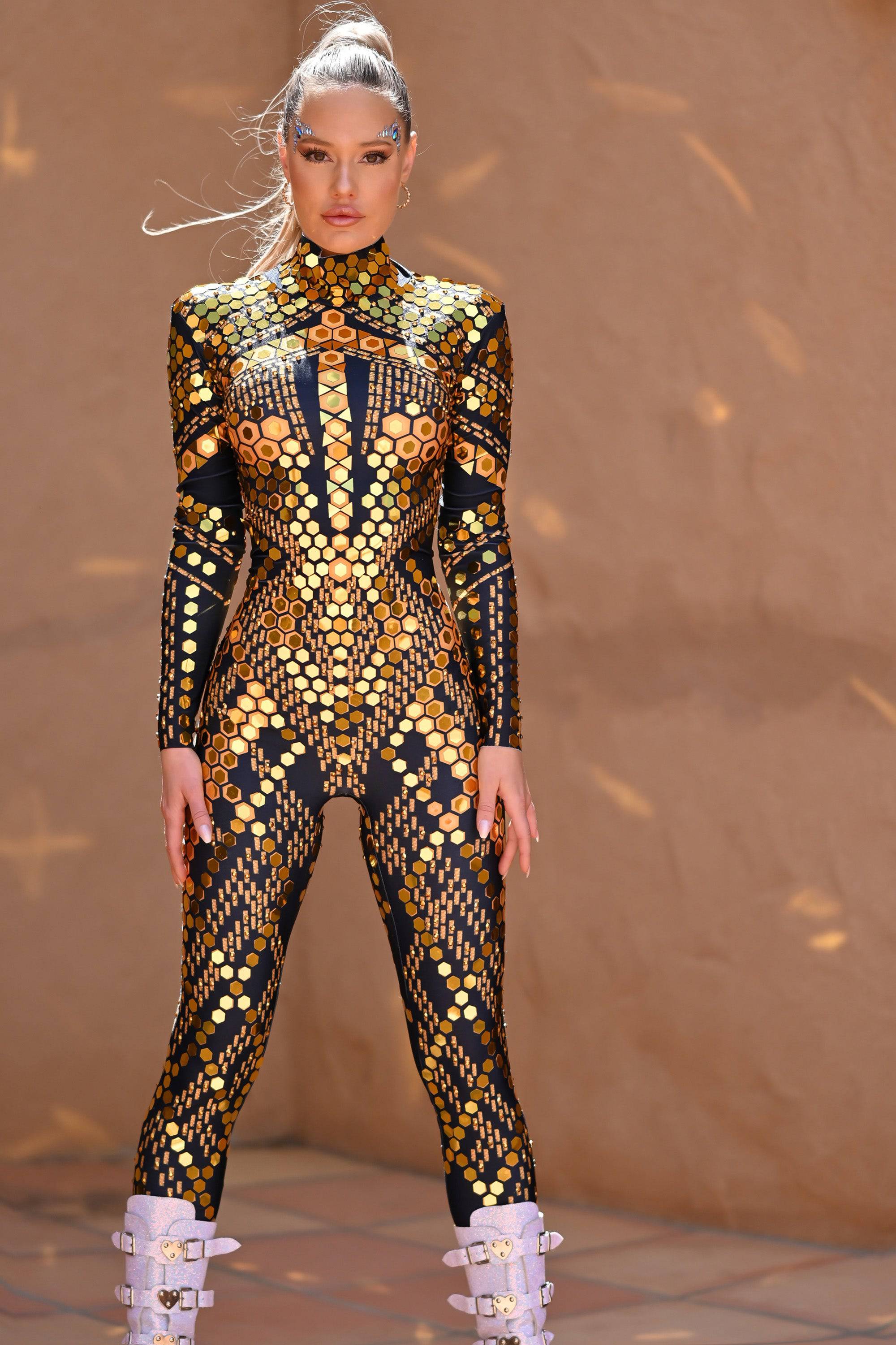 Micca mirror festival jumpsuit gold - Image 7