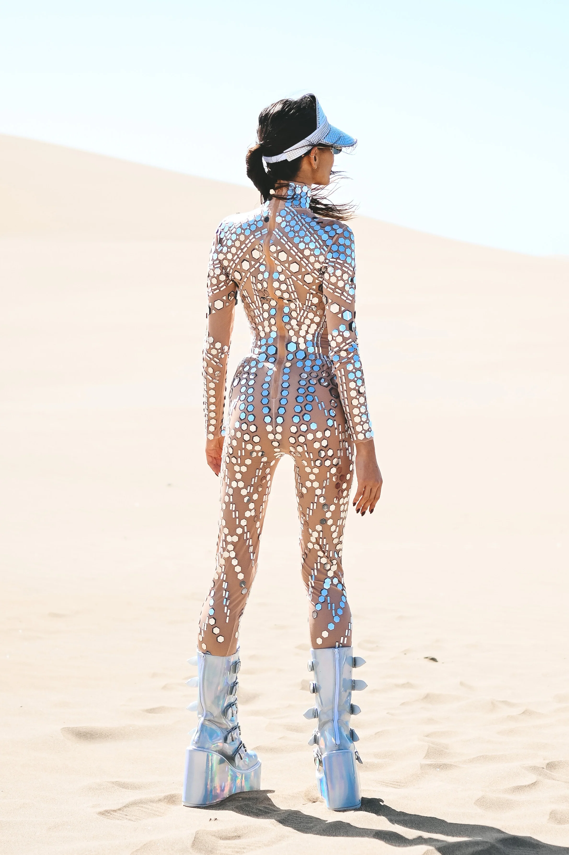 Mirror jumpsuit luxury mesh beige - Image 10