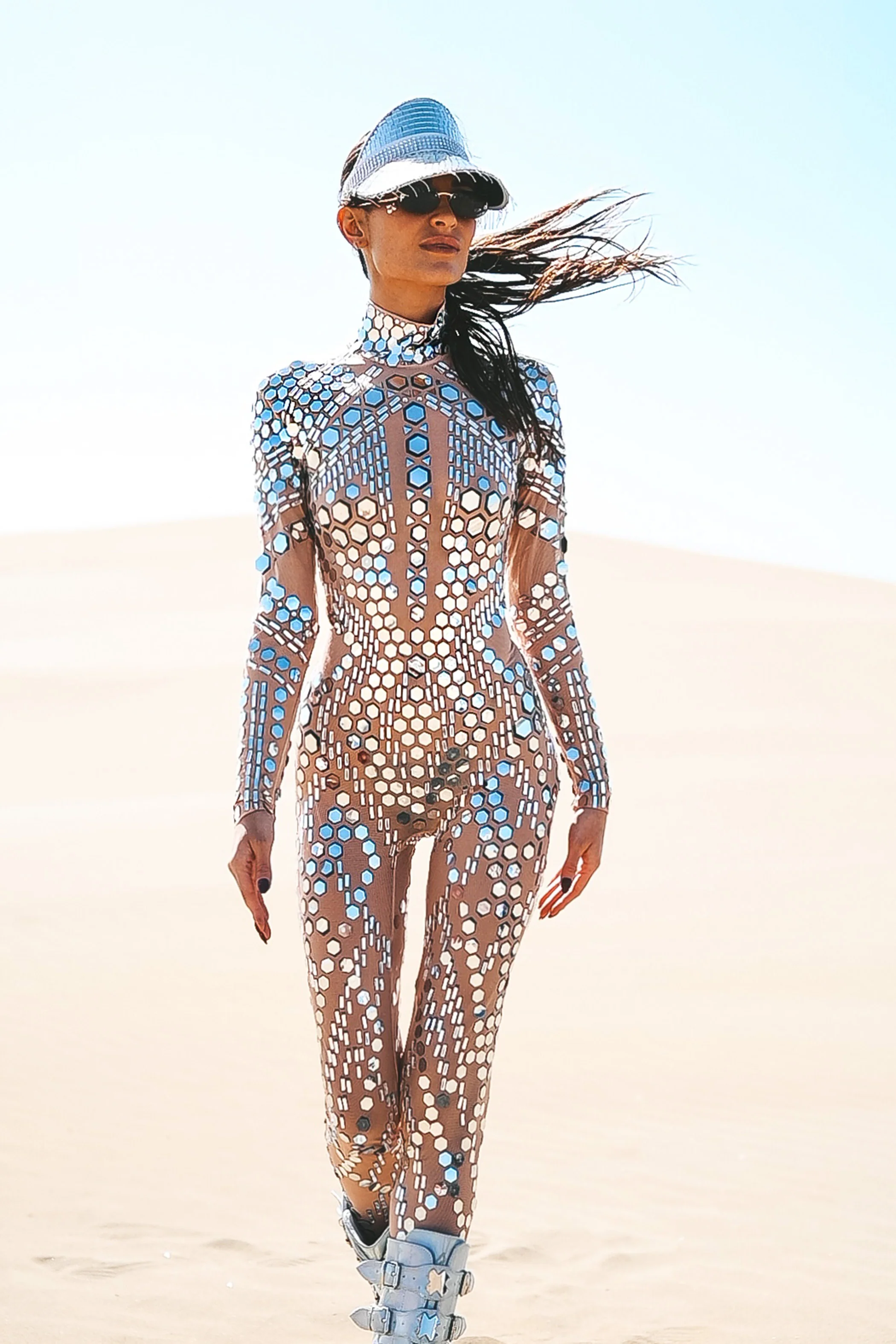 Mirror jumpsuit luxury mesh beige - Image 8