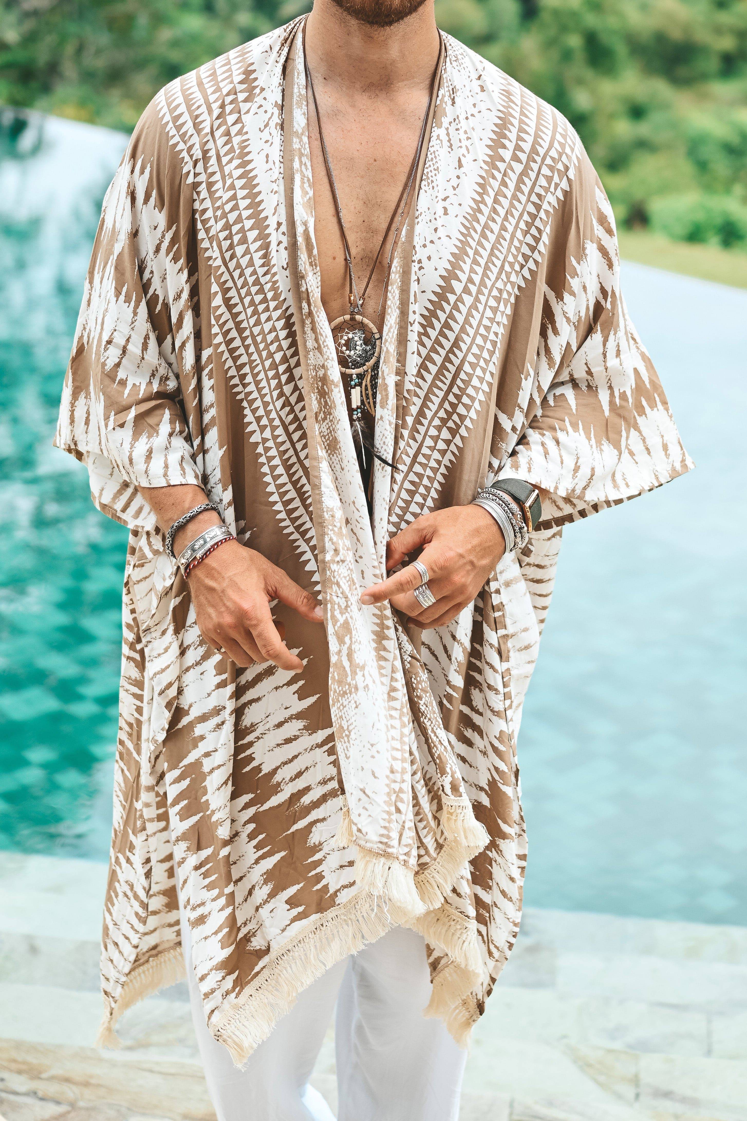 The Amondari Fringe Kimono Beige - Image 18