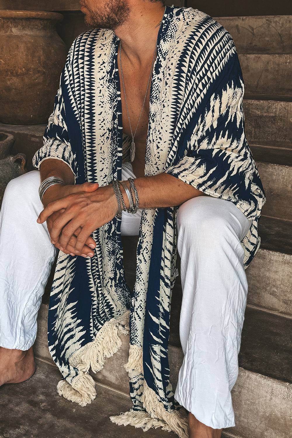 The Amondari Fringe Kimono blue - Image 2