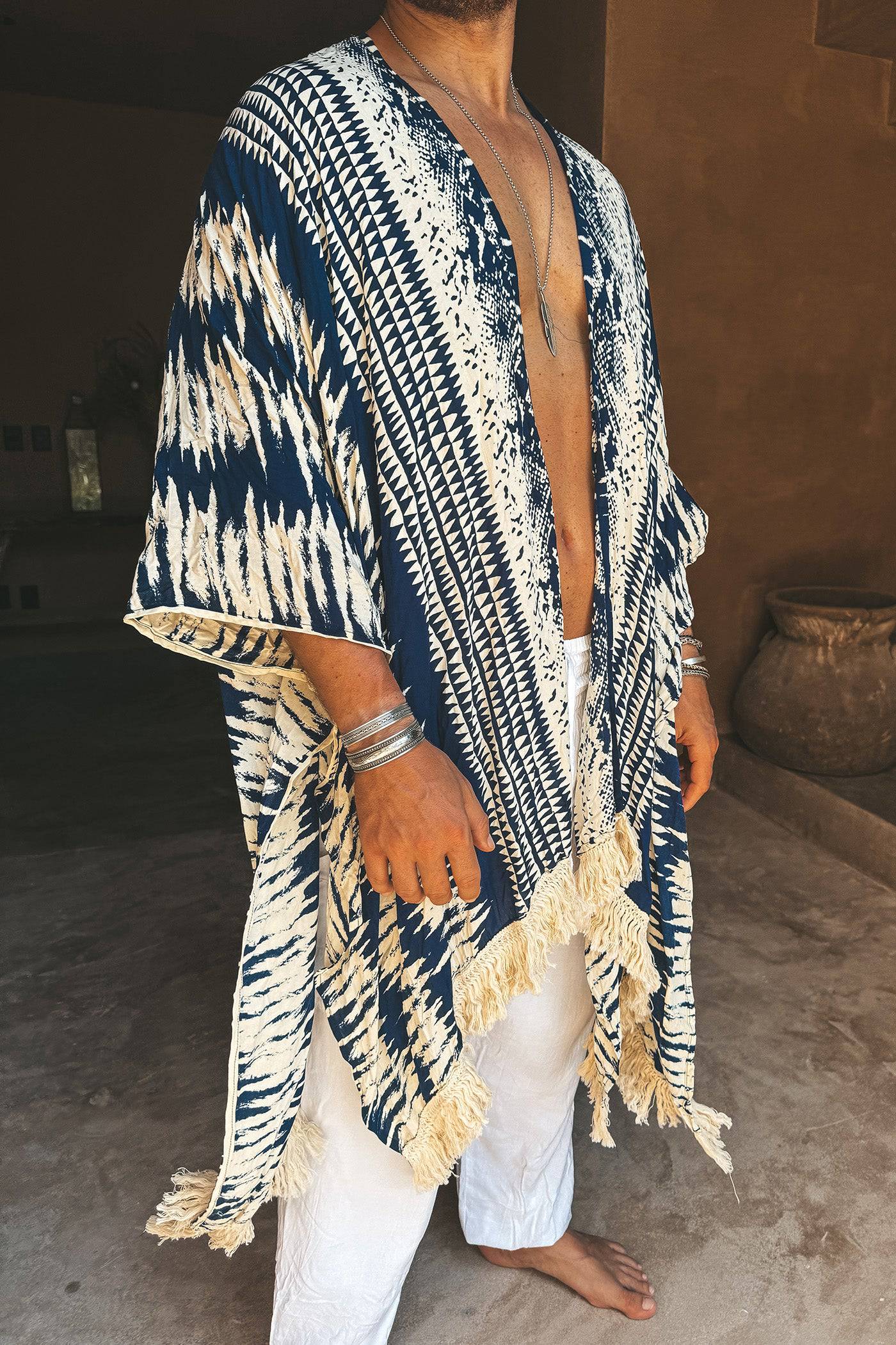 The Amondari Fringe Kimono blue - Image 3