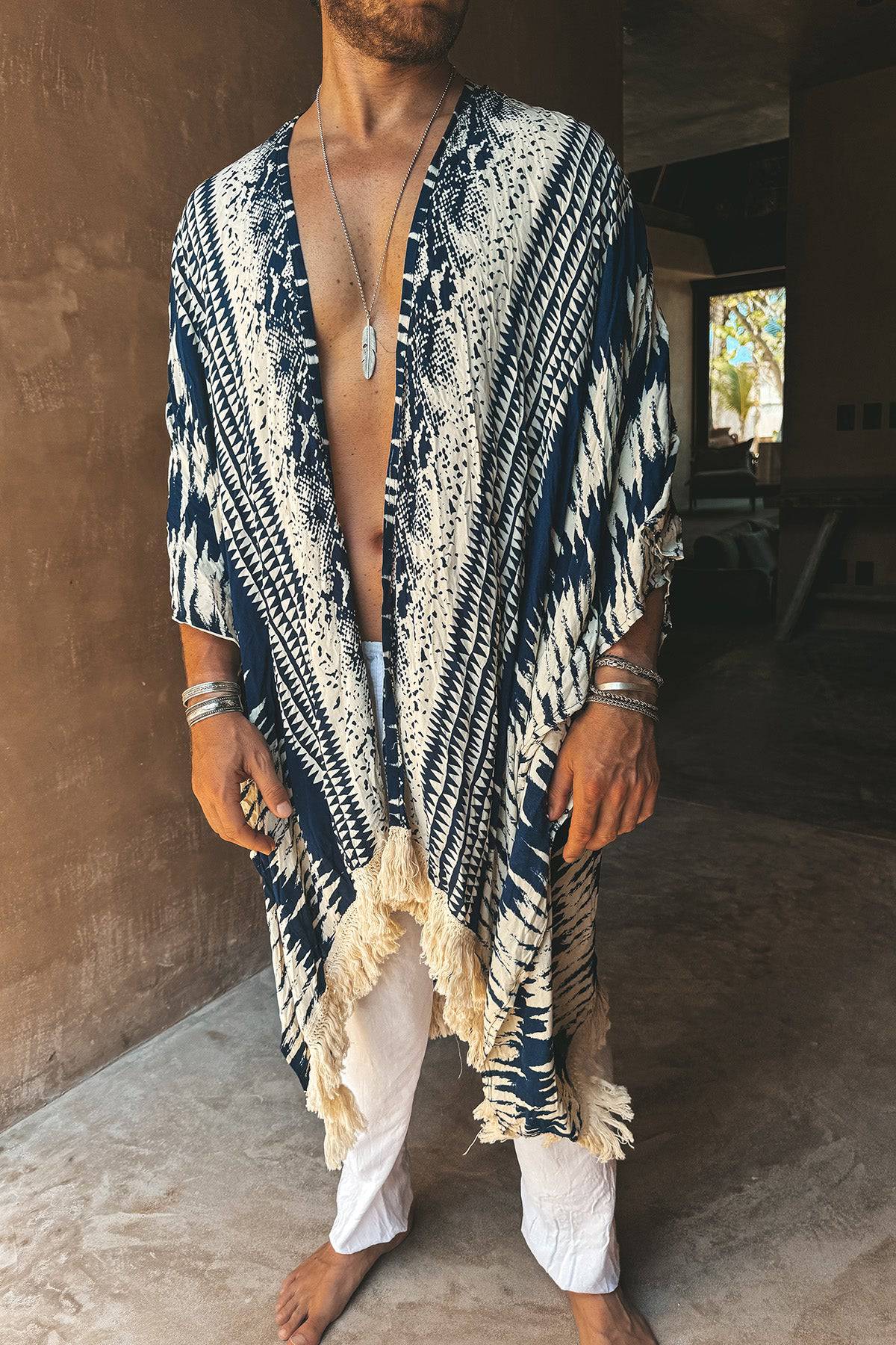 The Amondari Fringe Kimono blue - Image 4