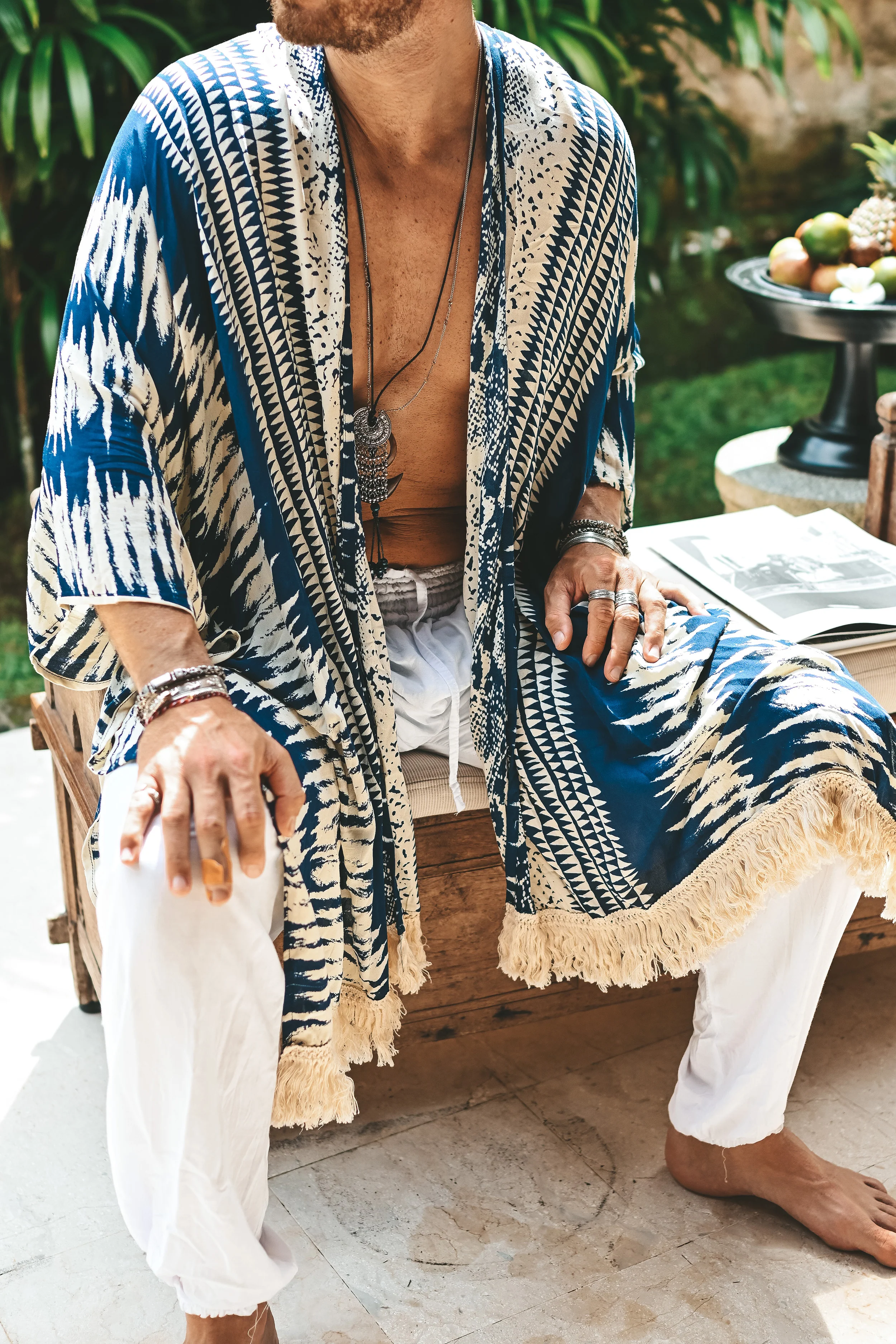 The Amondari Fringe Kimono blue - Image 5
