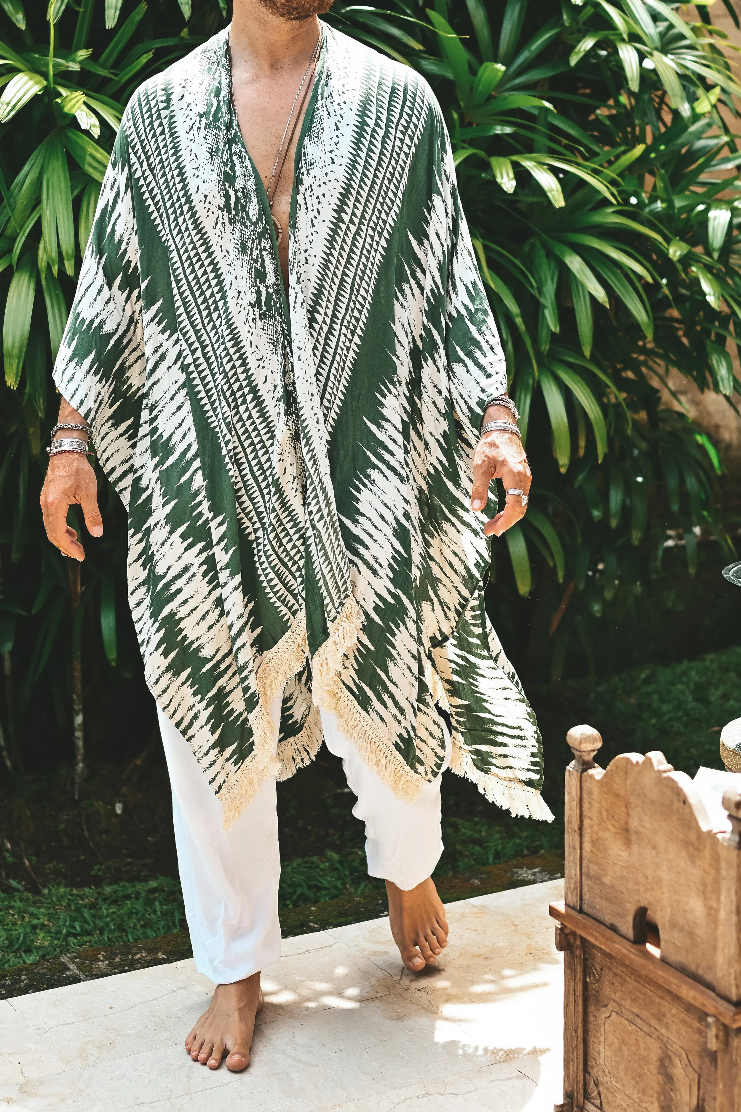 The Amondari Fringe Kimono Green - Image 10