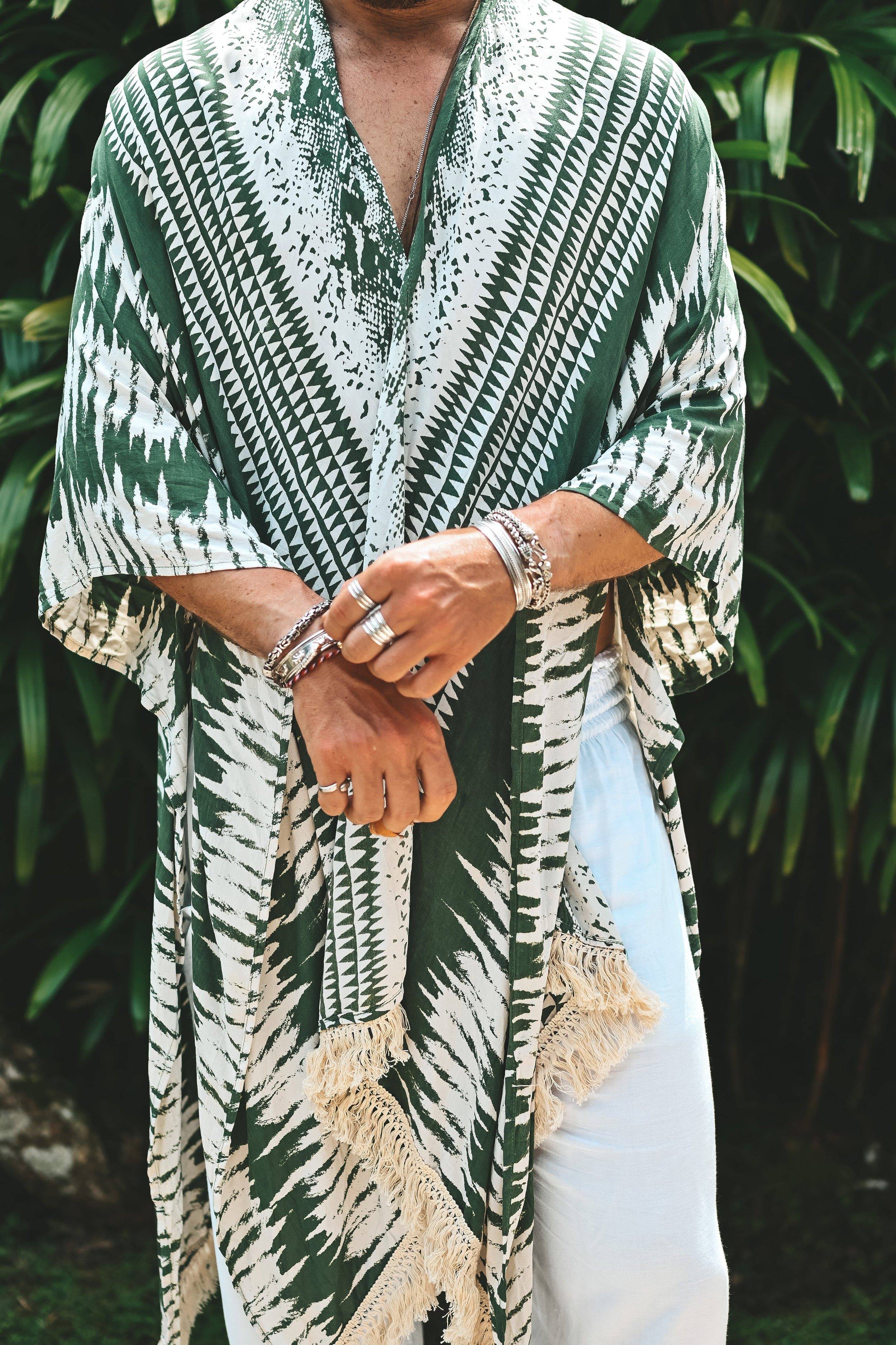 The Amondari Fringe Kimono Green - Image 11