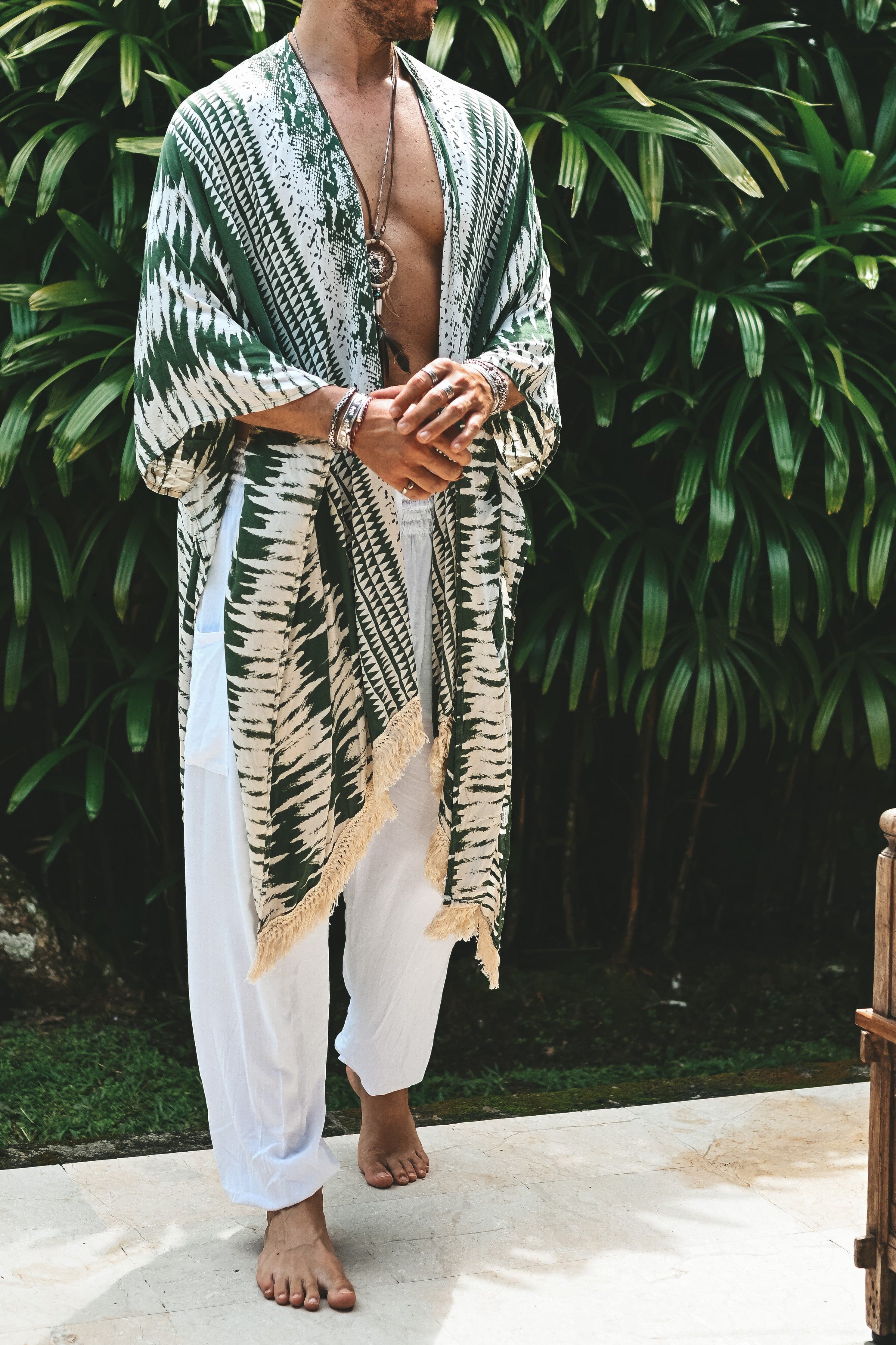 The Amondari Fringe Kimono Green - Image 12