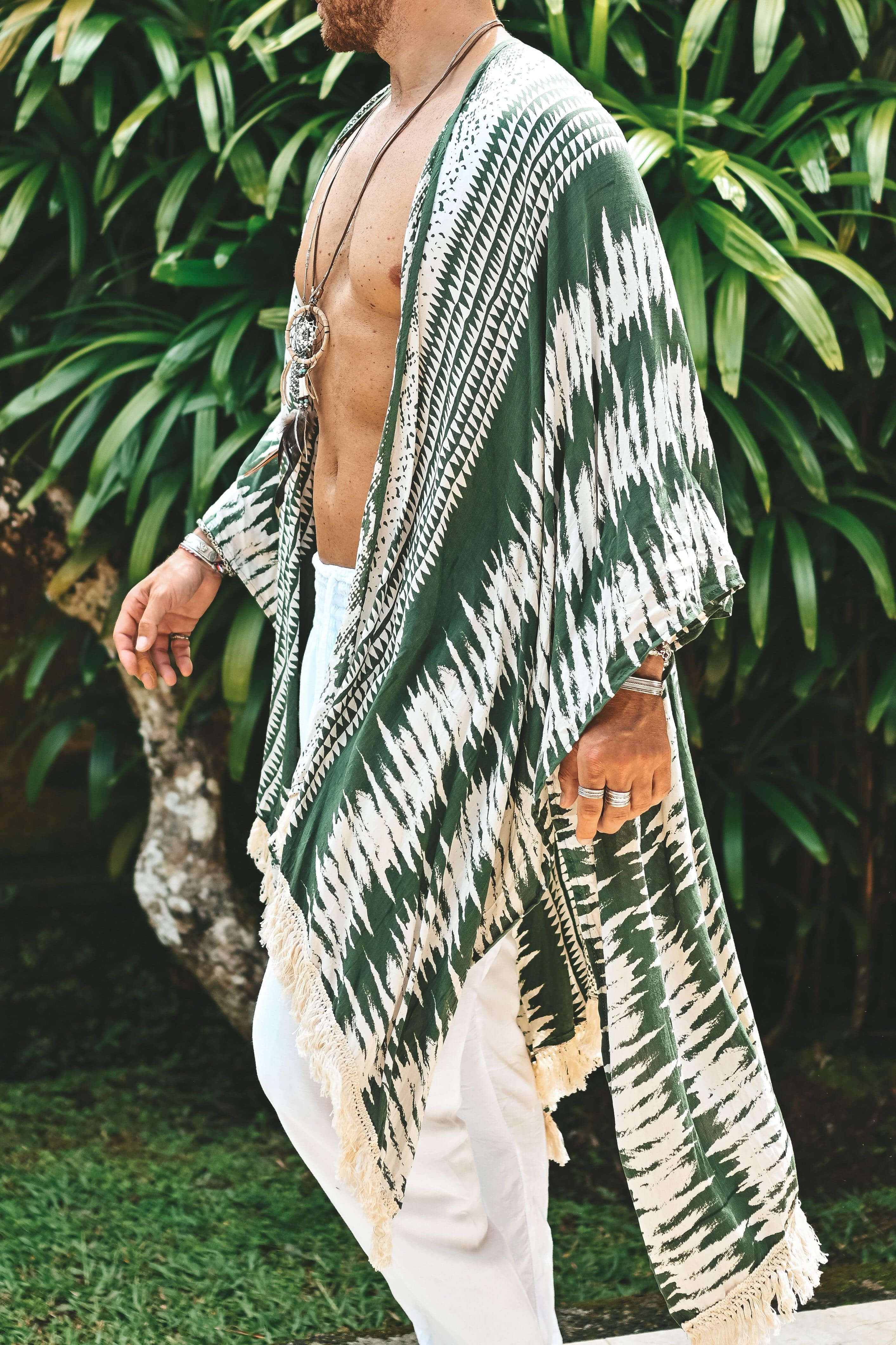 The Amondari Fringe Kimono Green - Image 18
