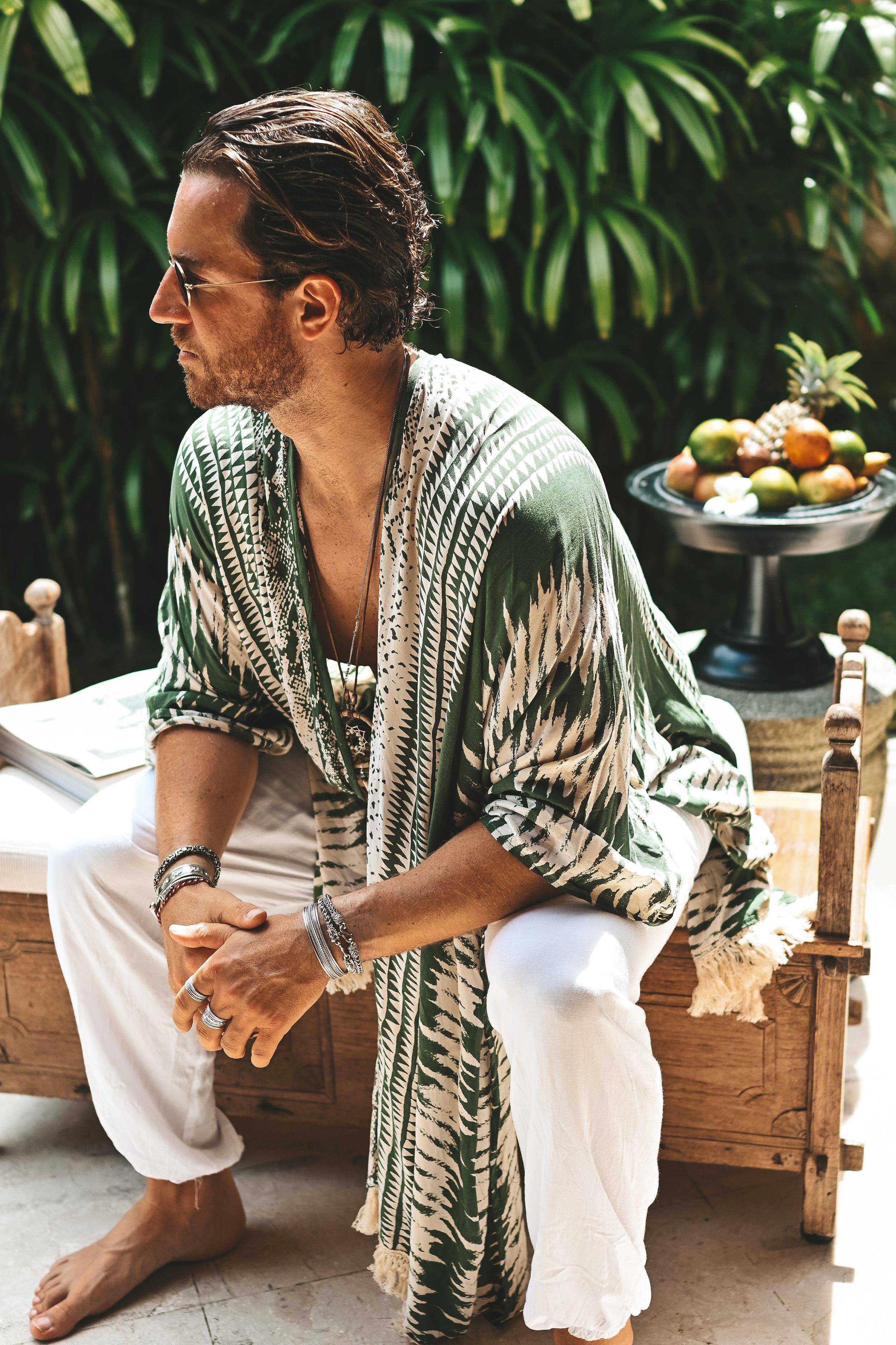 The Amondari Fringe Kimono Green - Image 2