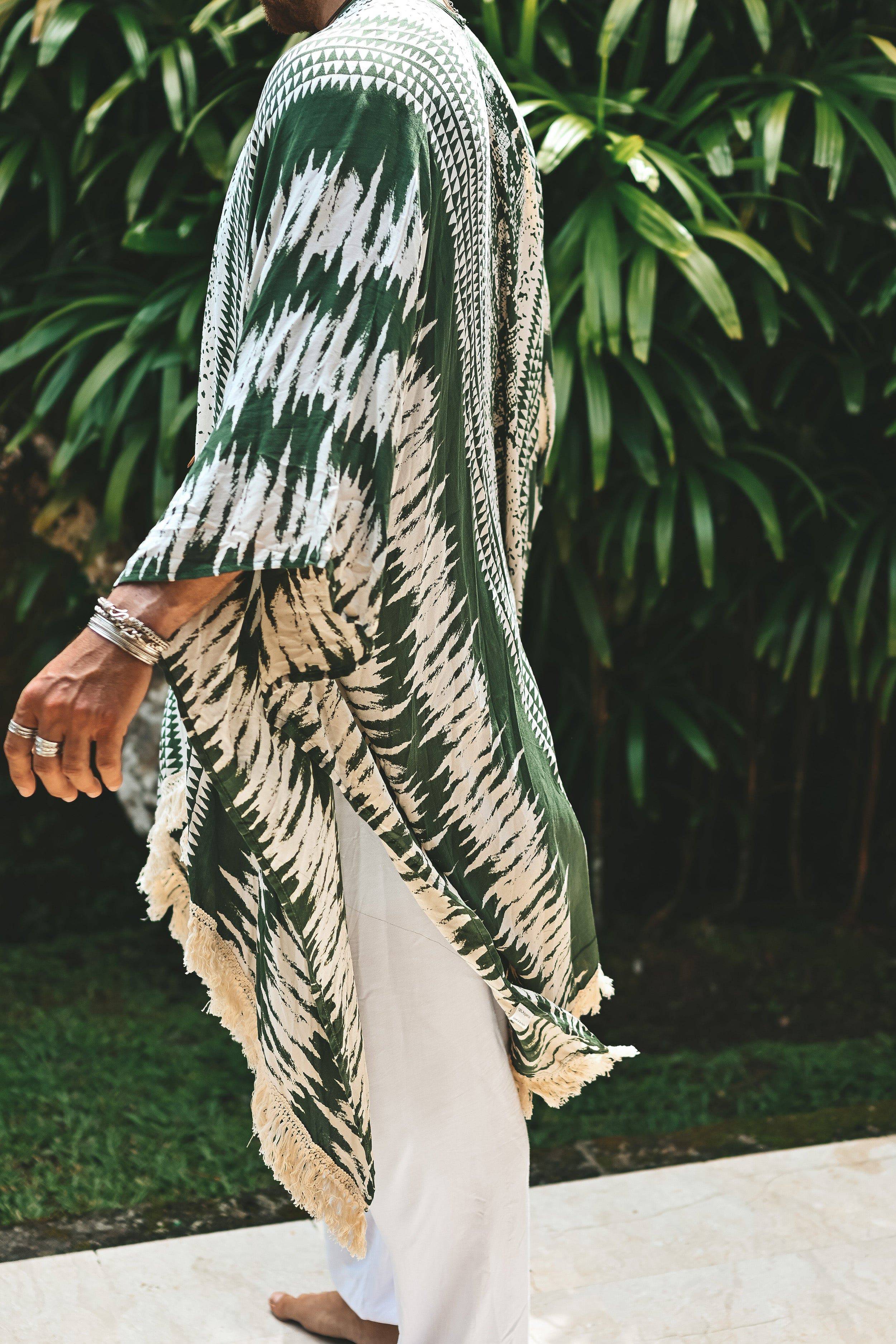 The Amondari Fringe Kimono Green - Image 5