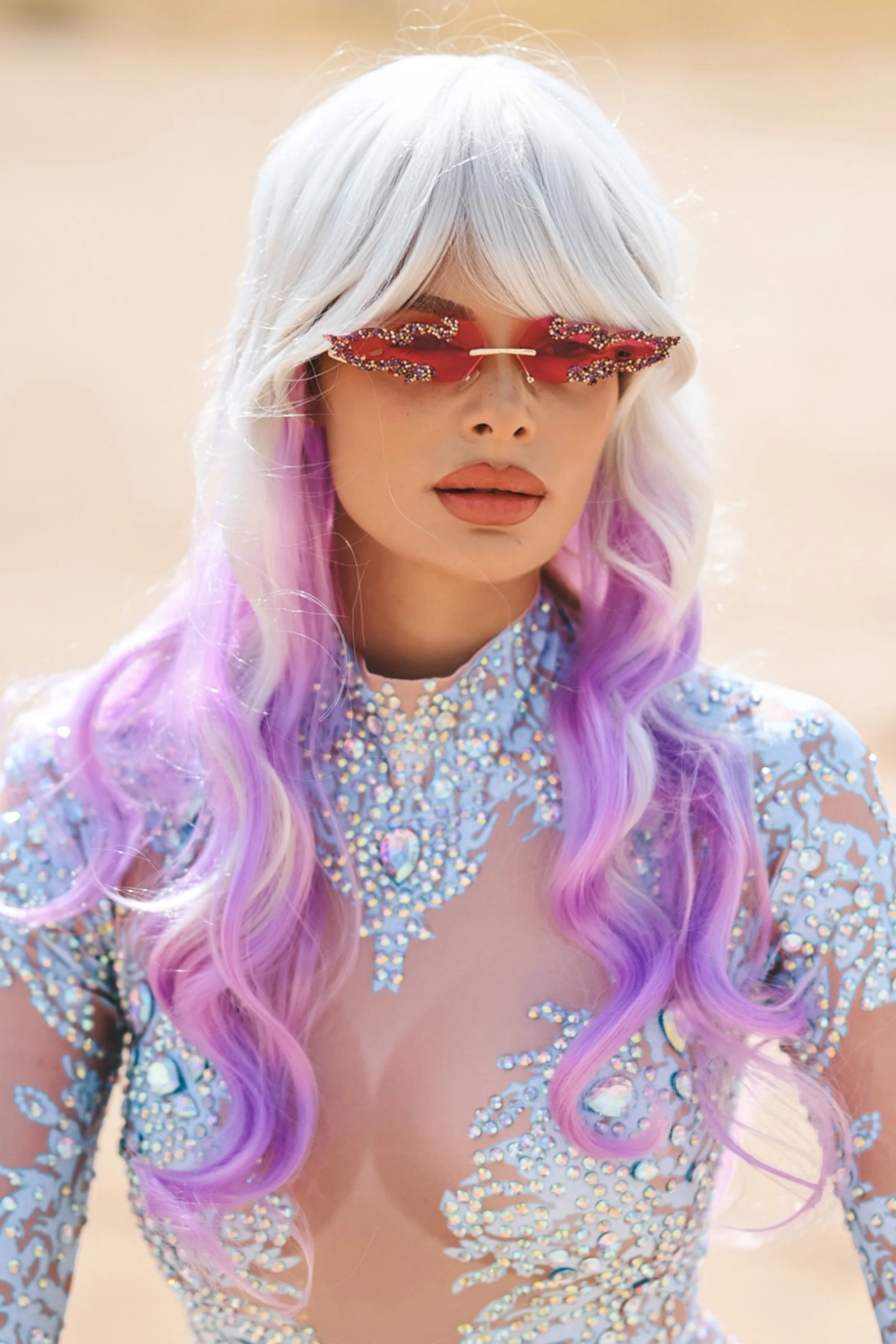 Unicorn ombre wig white purple
